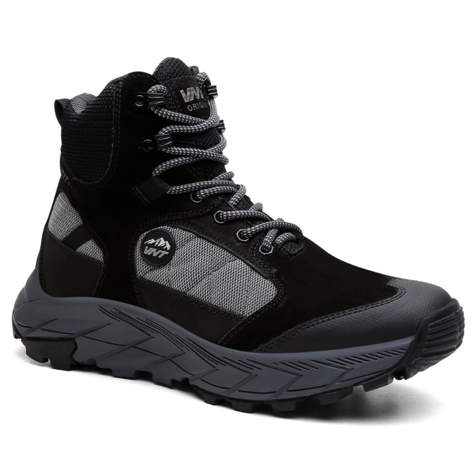 Tênis Bota Masculina Couro Cano Alto Adventure com Grips Preto