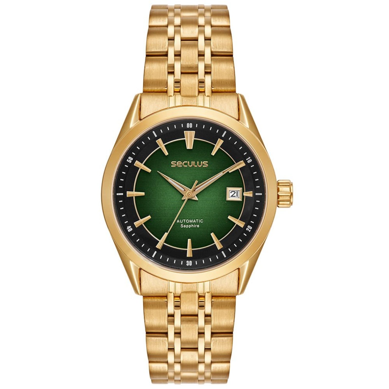 Relógio Masculino Automático em Aço Dourado Seculus