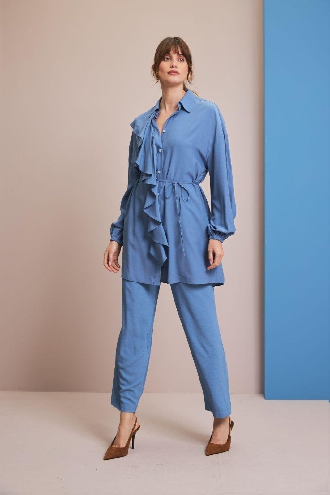 Vestido Chemise Carlota Costa Azul