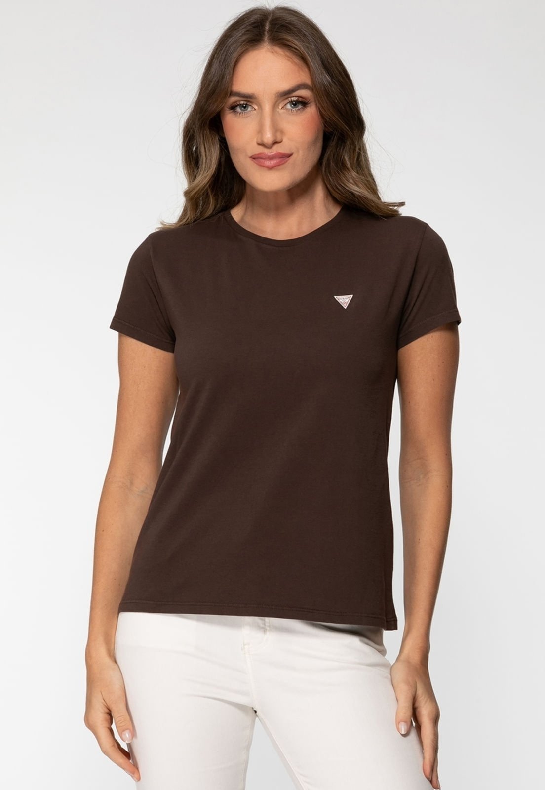 Camiseta Guess Estampa Triangulo Marrom