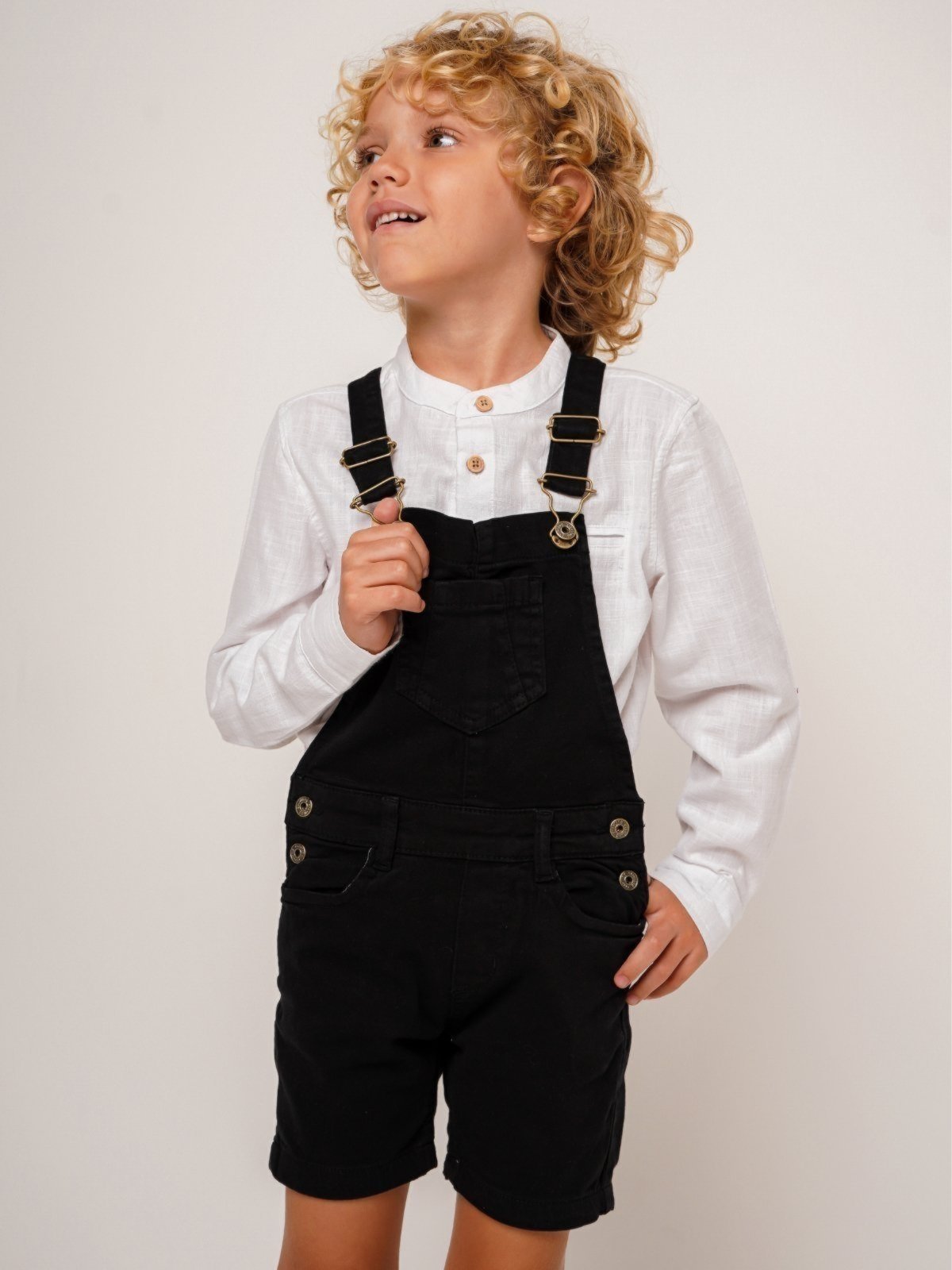 Infantil – Jardineira Sarja Preta Masculina