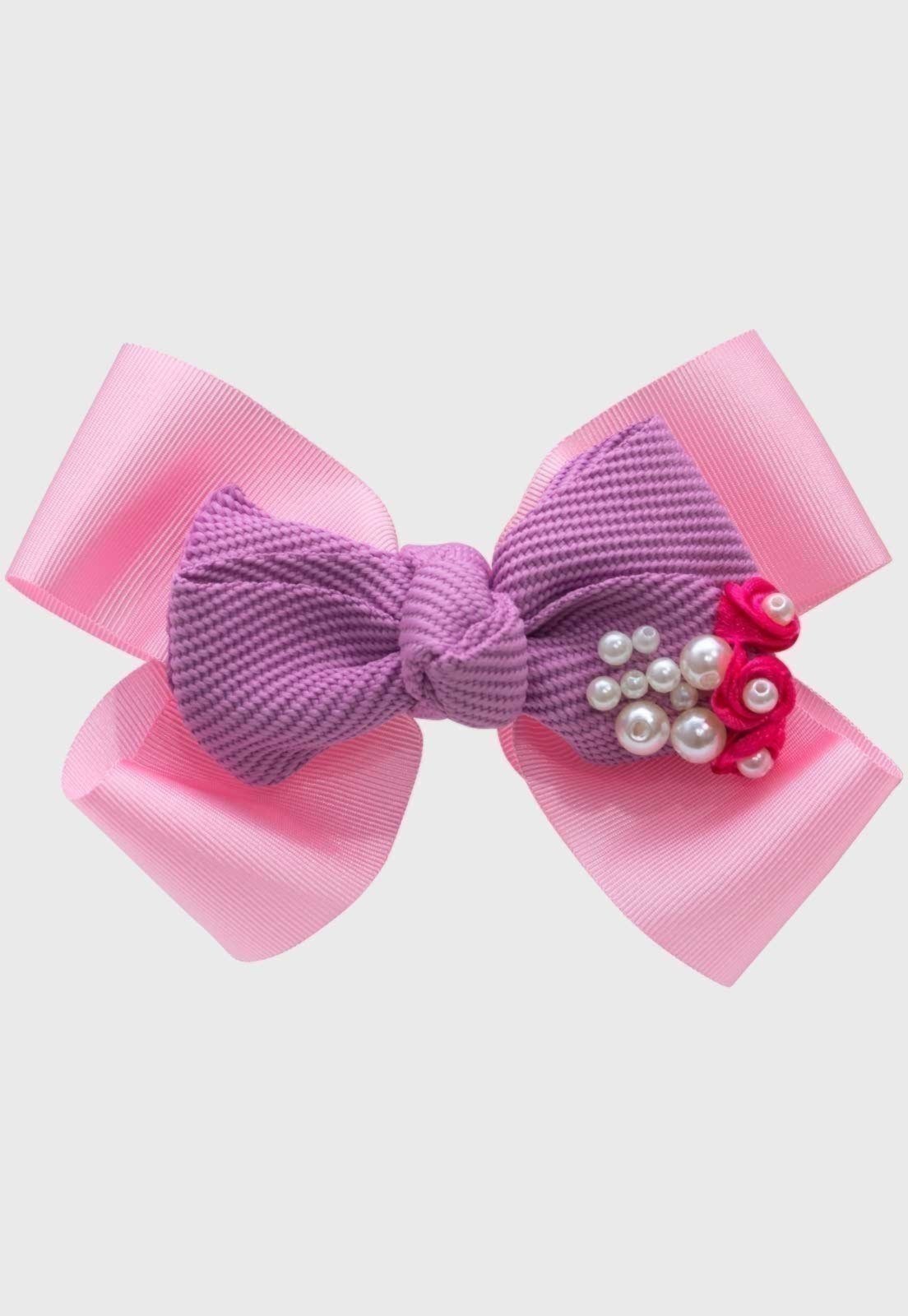 Vista 2 Infantil - Presilha Popidi Menina Laço Flor pink Pópidí pink