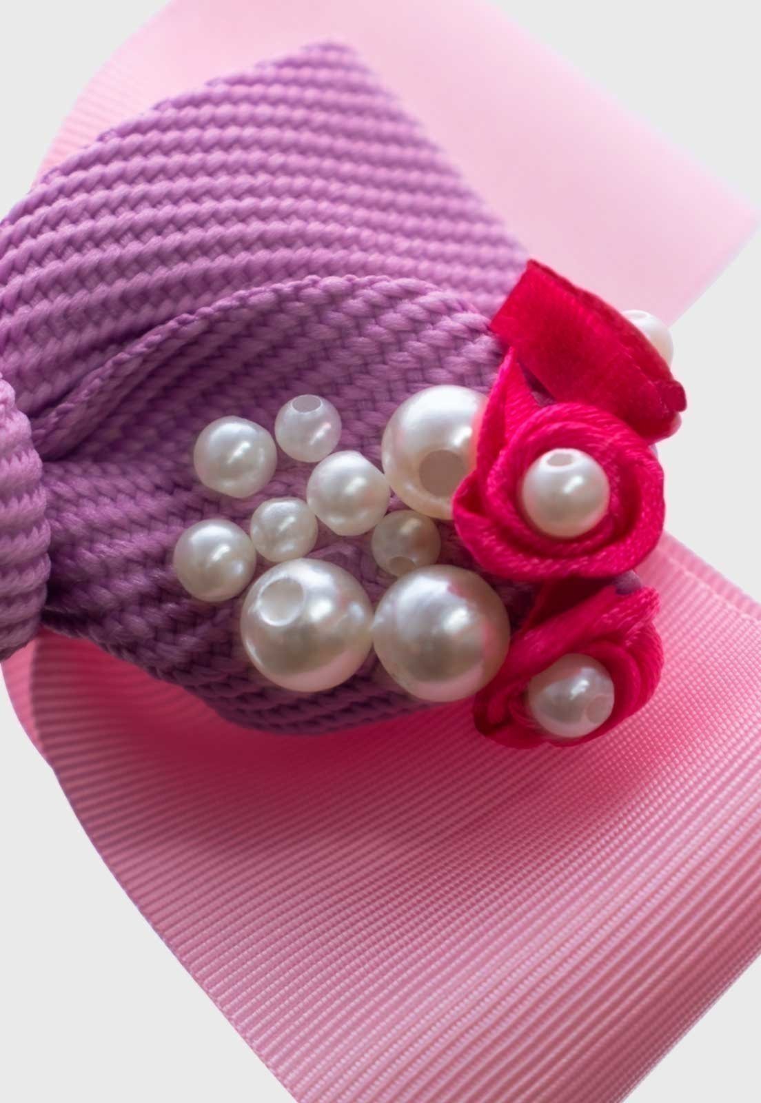 Vista 3 Infantil - Presilha Popidi Menina Laço Flor pink Pópidí pink