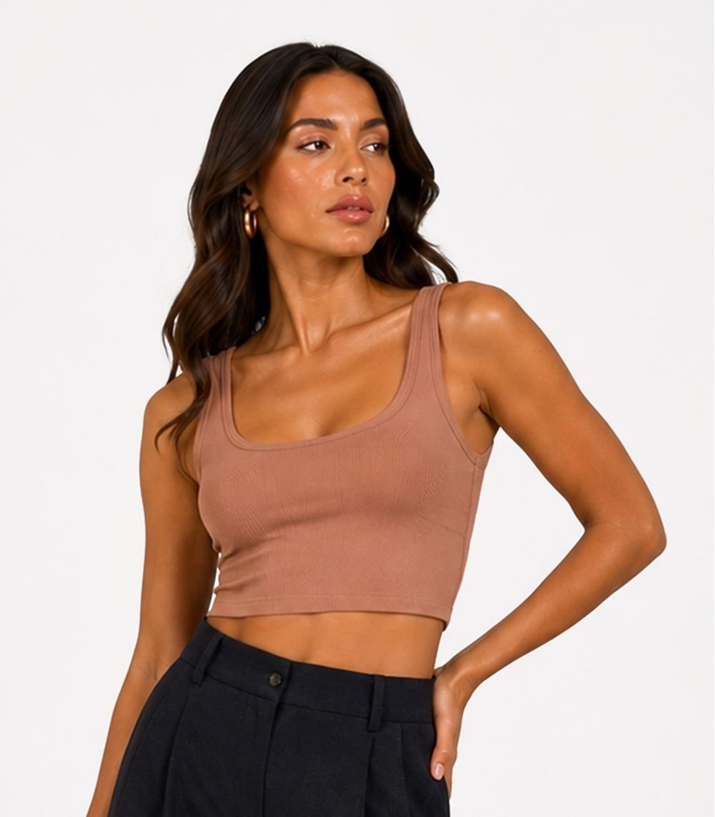 Top Em Ribana Viscose Infinita Cor Marrom