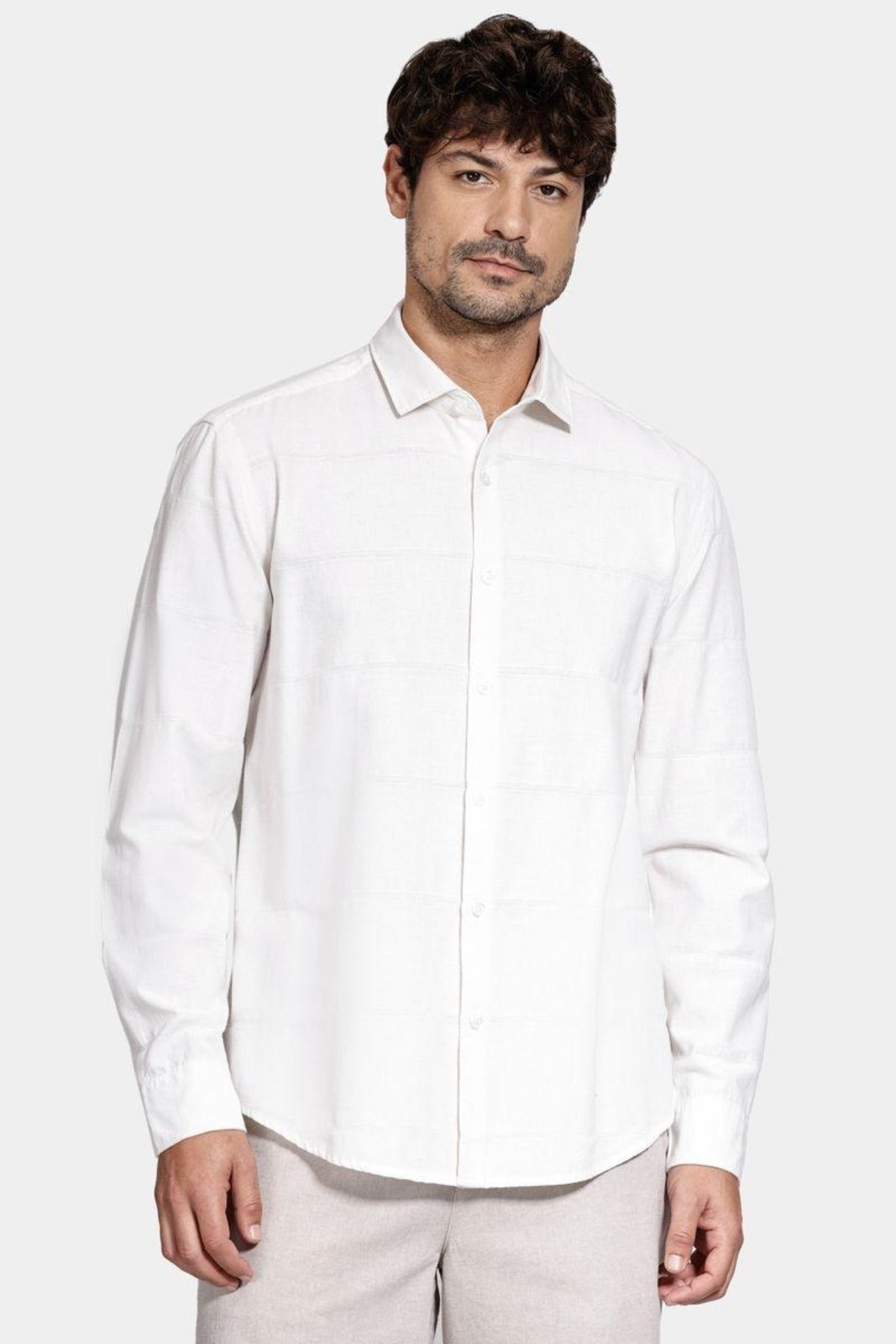 Camisa Aramis Manga Longa Regular Algodão Capri Natural