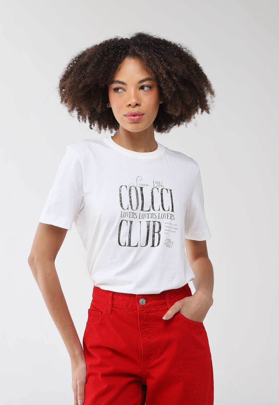 Camiseta Colcci Estampa Lovers Club Branca
