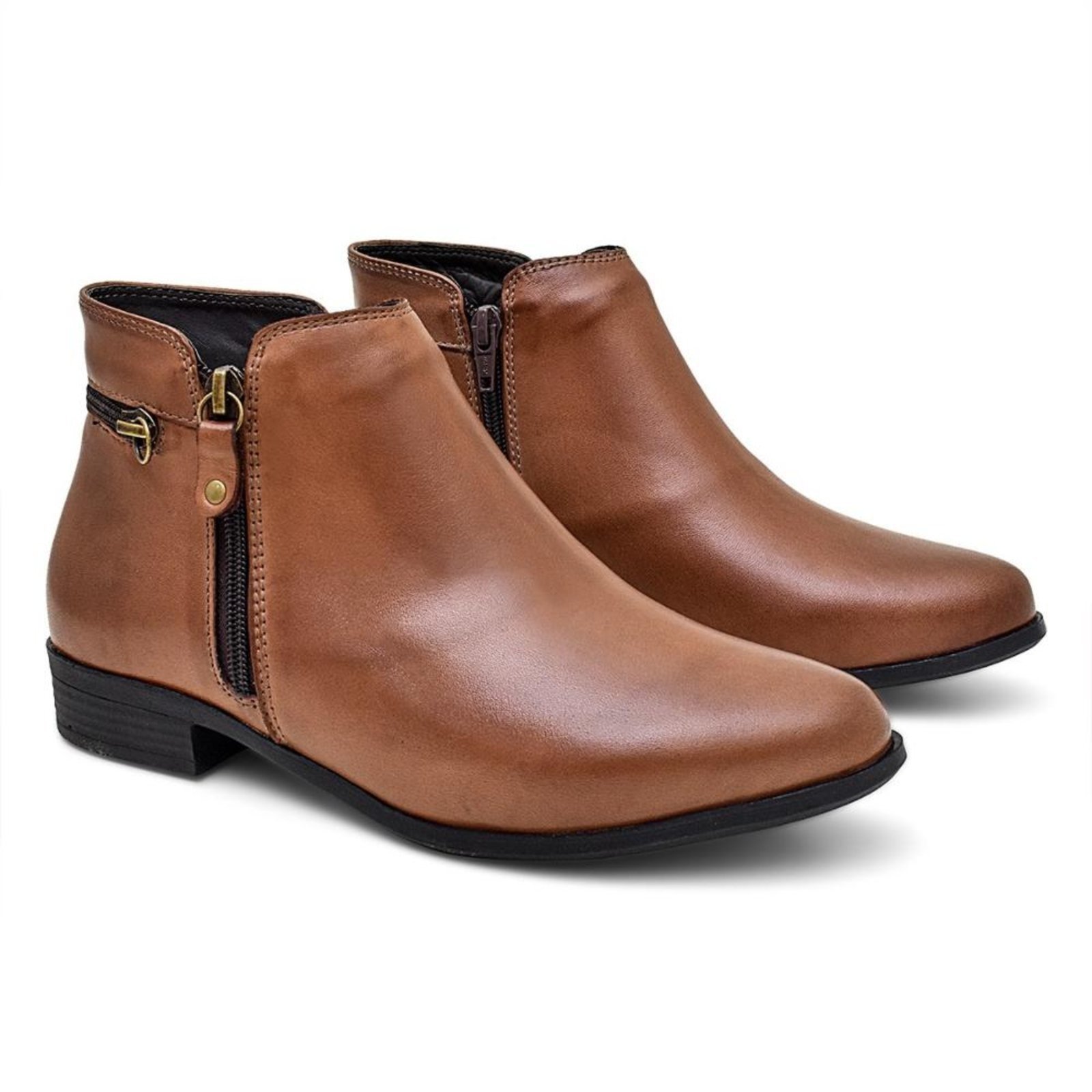 Bota Mila Marques Feminina Casual Couro Cano Baixo