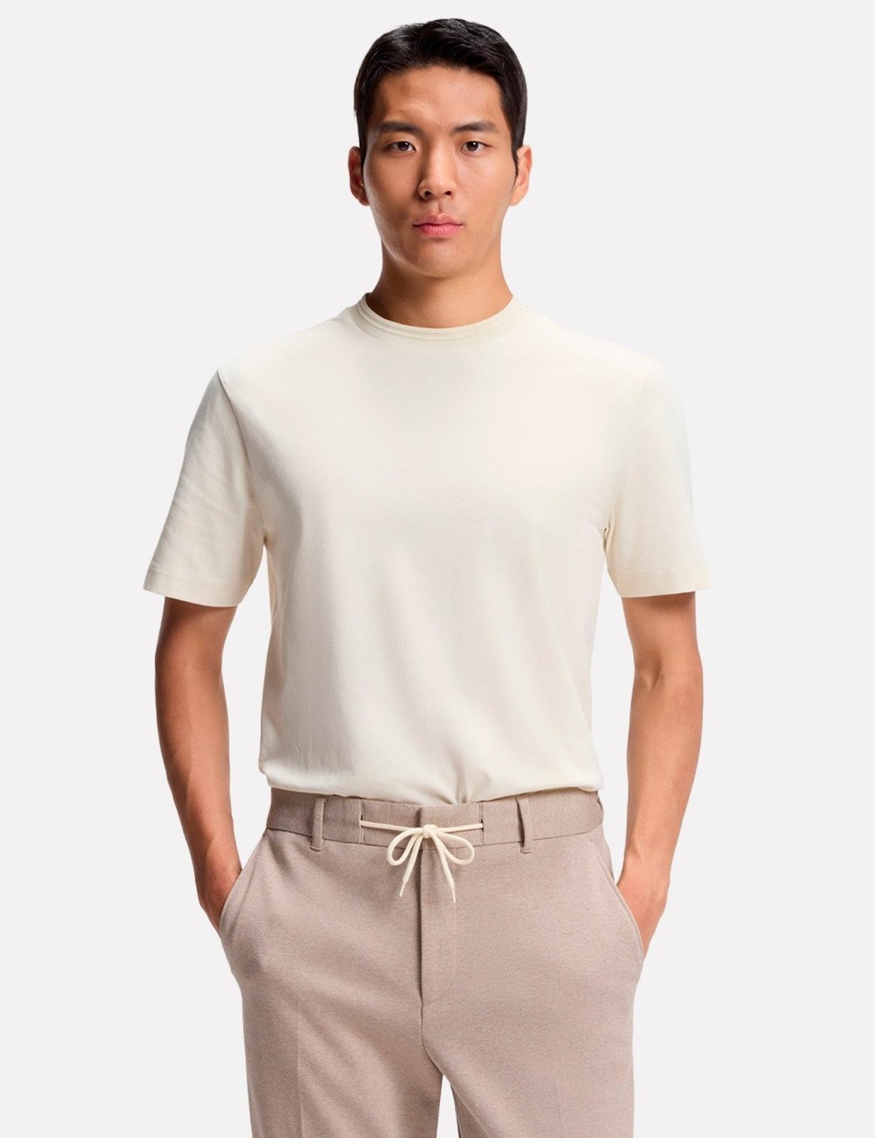 Camiseta Hugo Boss Masculina Regular H-Thompson 247 Creme