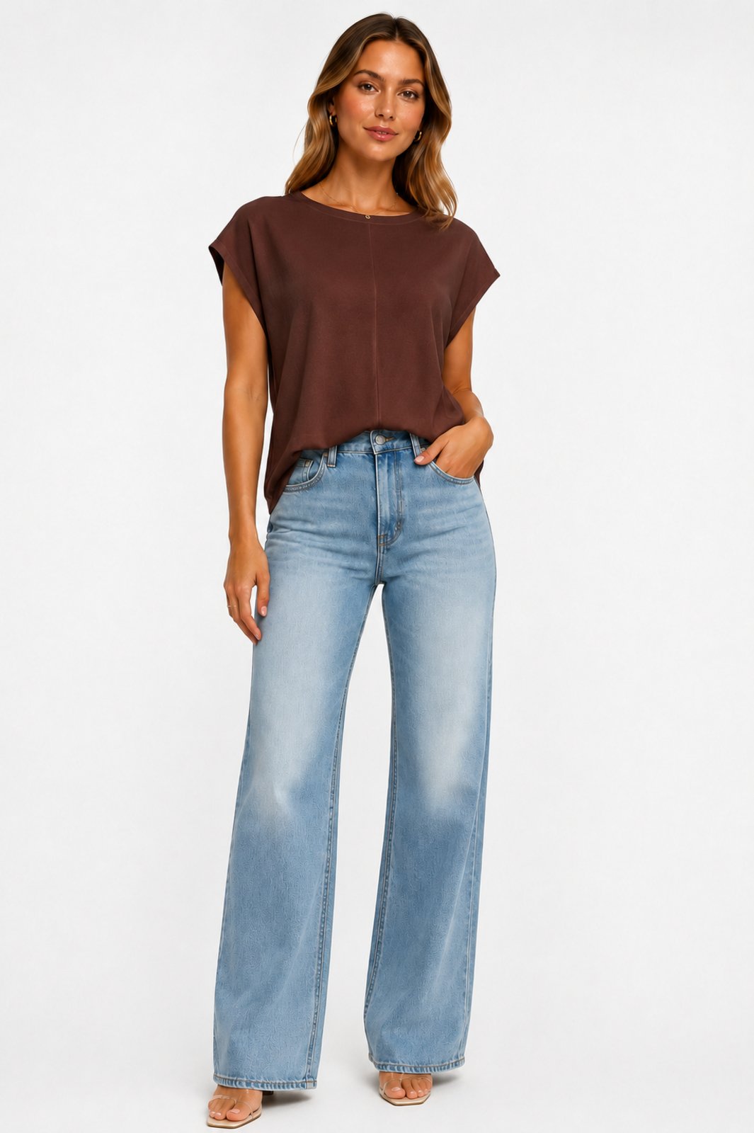 Blusa Tricôt D Bell Outlet Fashion Muscle Tee Marrom Café