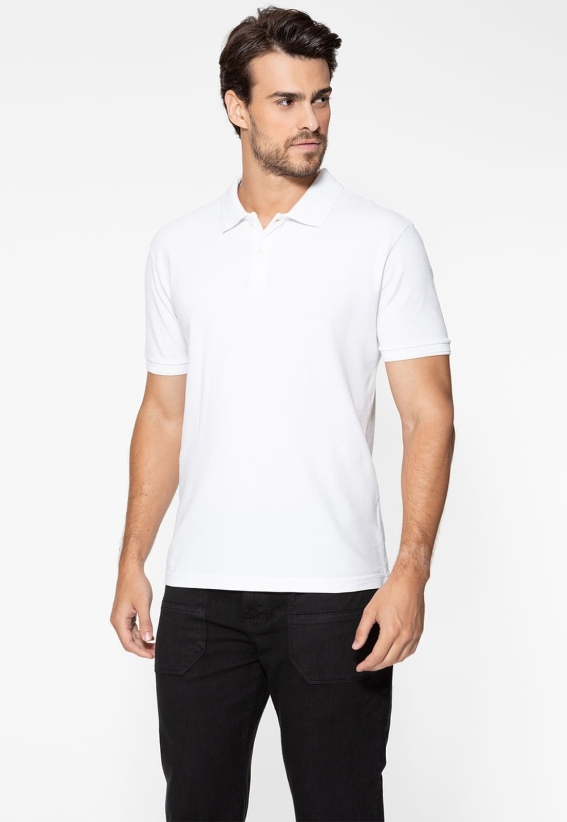 Camisa Polo Guess Silk Gola Branco