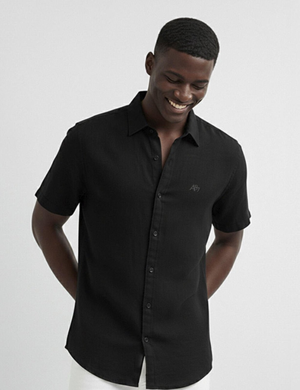 Camisa Masculina Manga Curta Bordada A87 Aéropostale 87110630-2 Preto