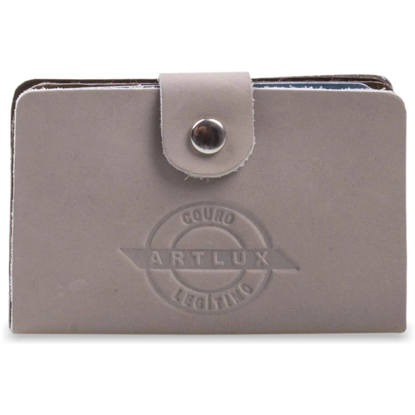 Porta Cartão em Couro Artlux Cinza Claro 566