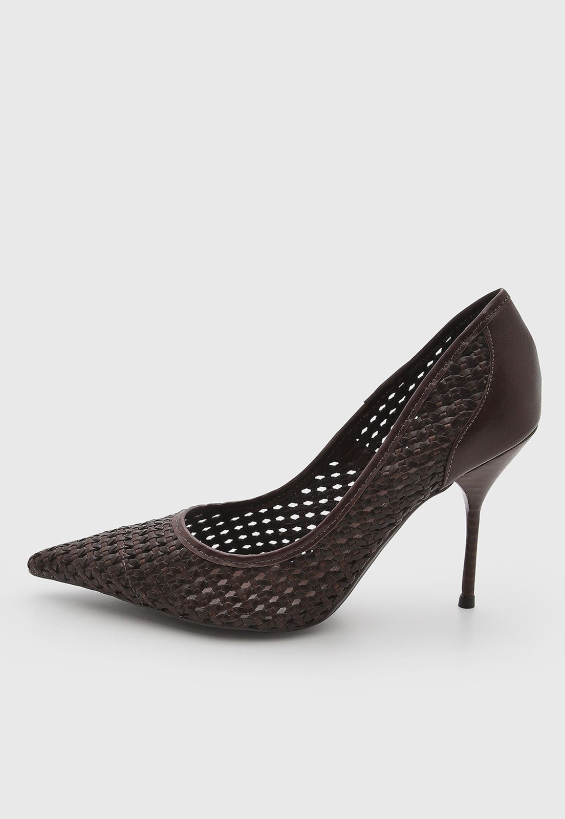 Scarpin Feminino Santa Lolla Salto Alto Trama Marrom