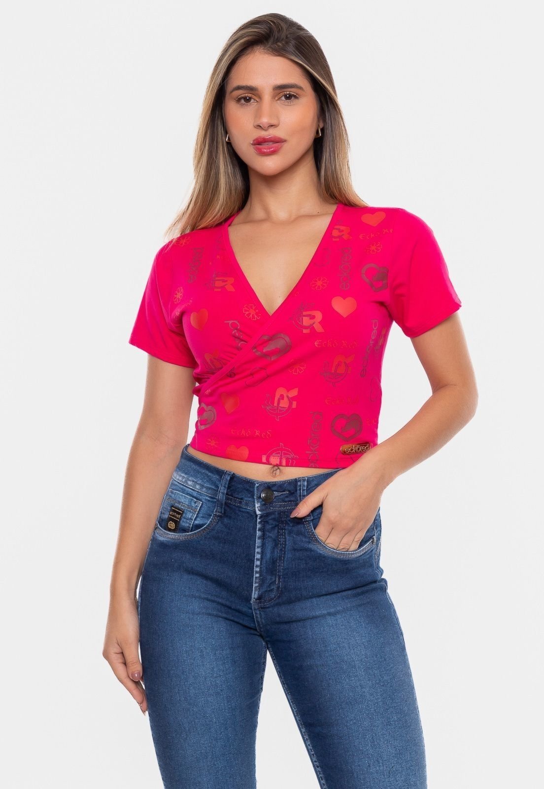 Cropped Ecko Feminina Aspas Rosa