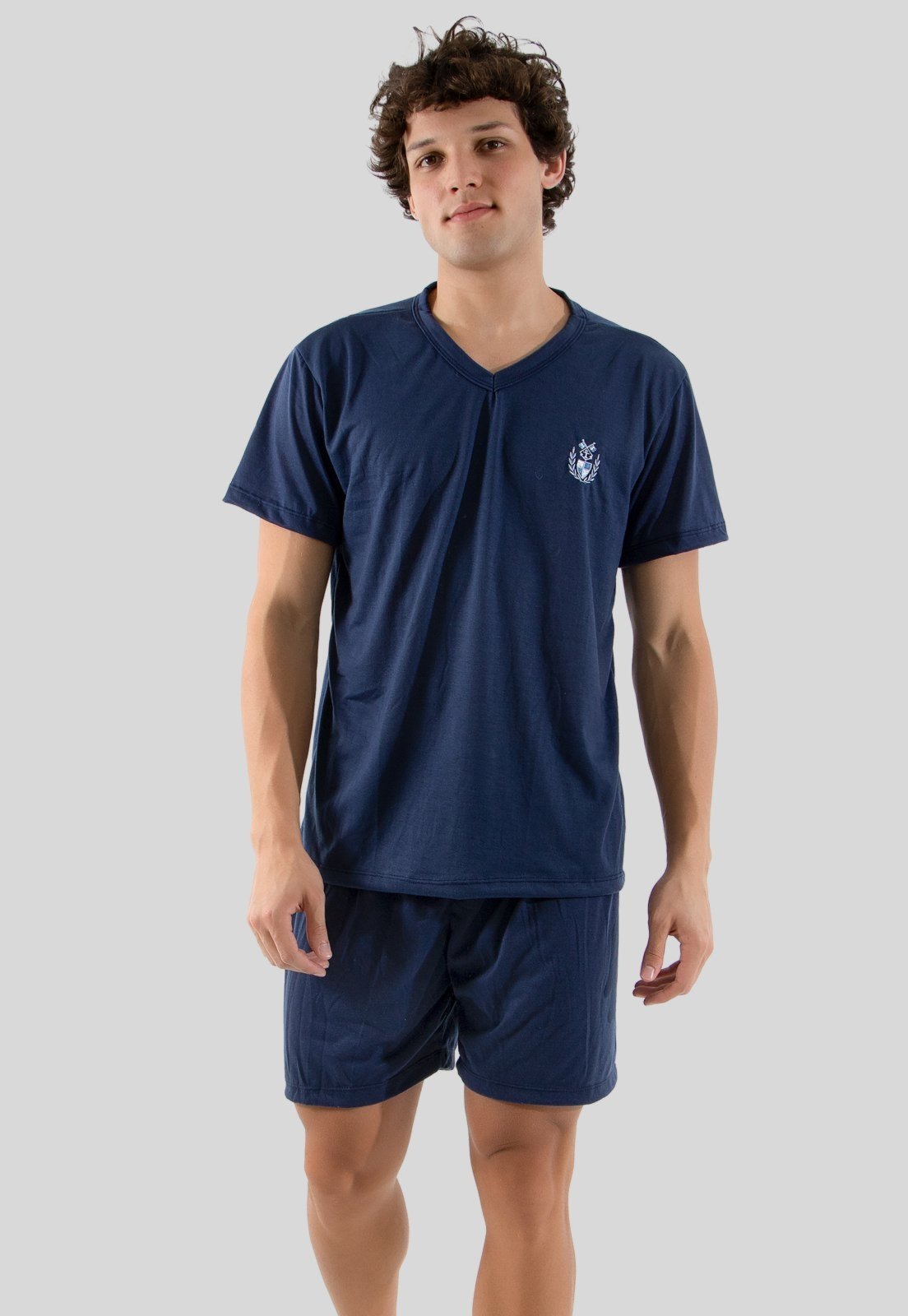 Pijama Masculino Linha Noite Curto Azul Marinho