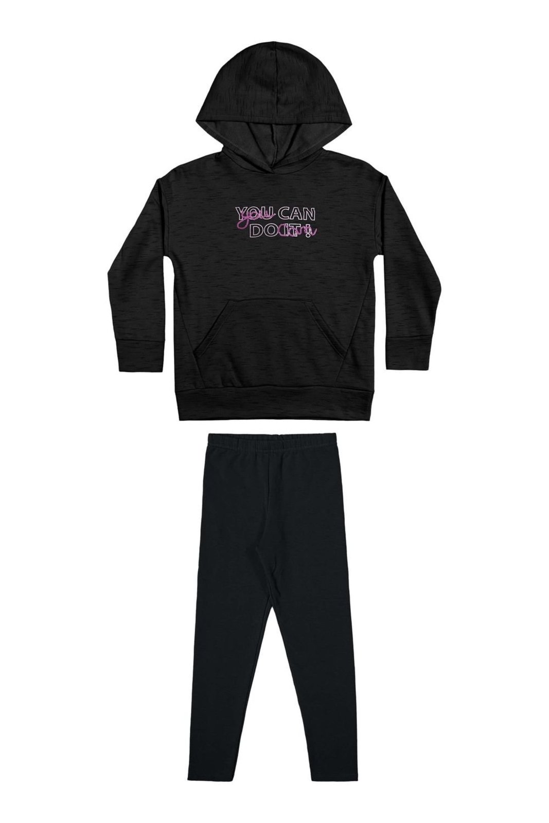 Infantil - Conjunto Menina Moletom Rajado Elian Preto