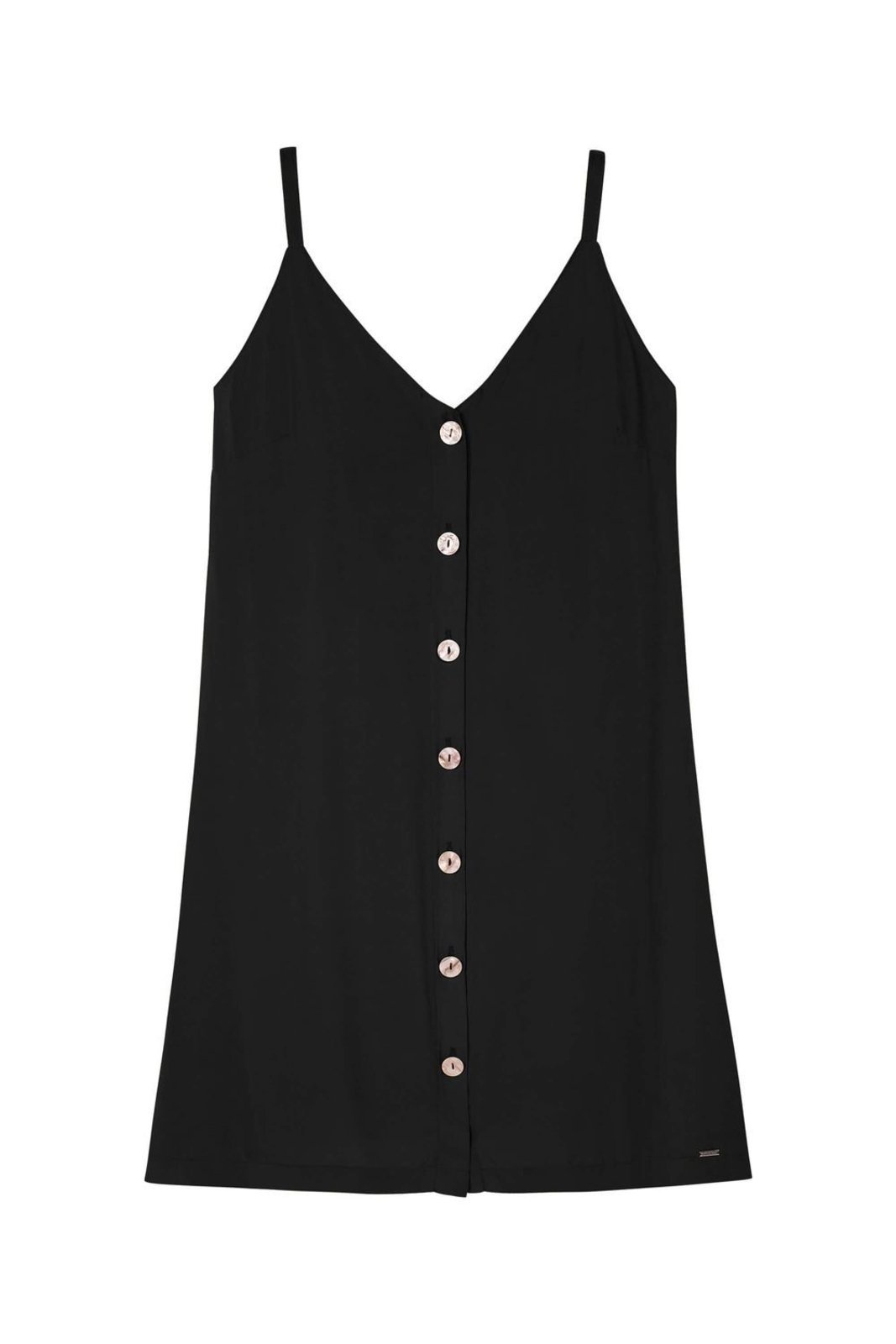 Vestido Feminino Curto Botões Frontais Marialícia Preto
