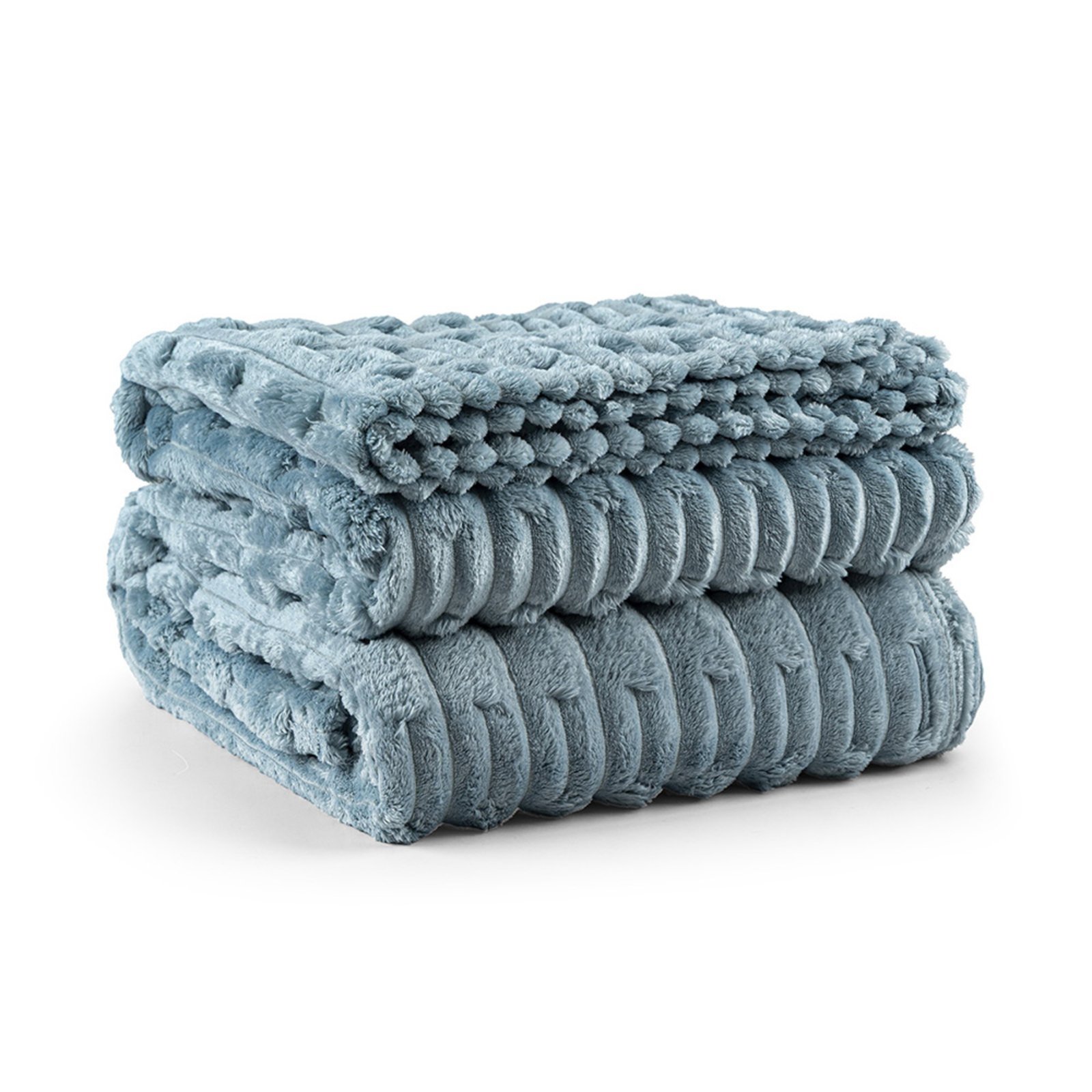 Cobertor Coberta Casa Scarpa Polar Queen 2,40x2,20 Manta Ultrasoft Alto Relevo Extra Macia Turmalina Azul