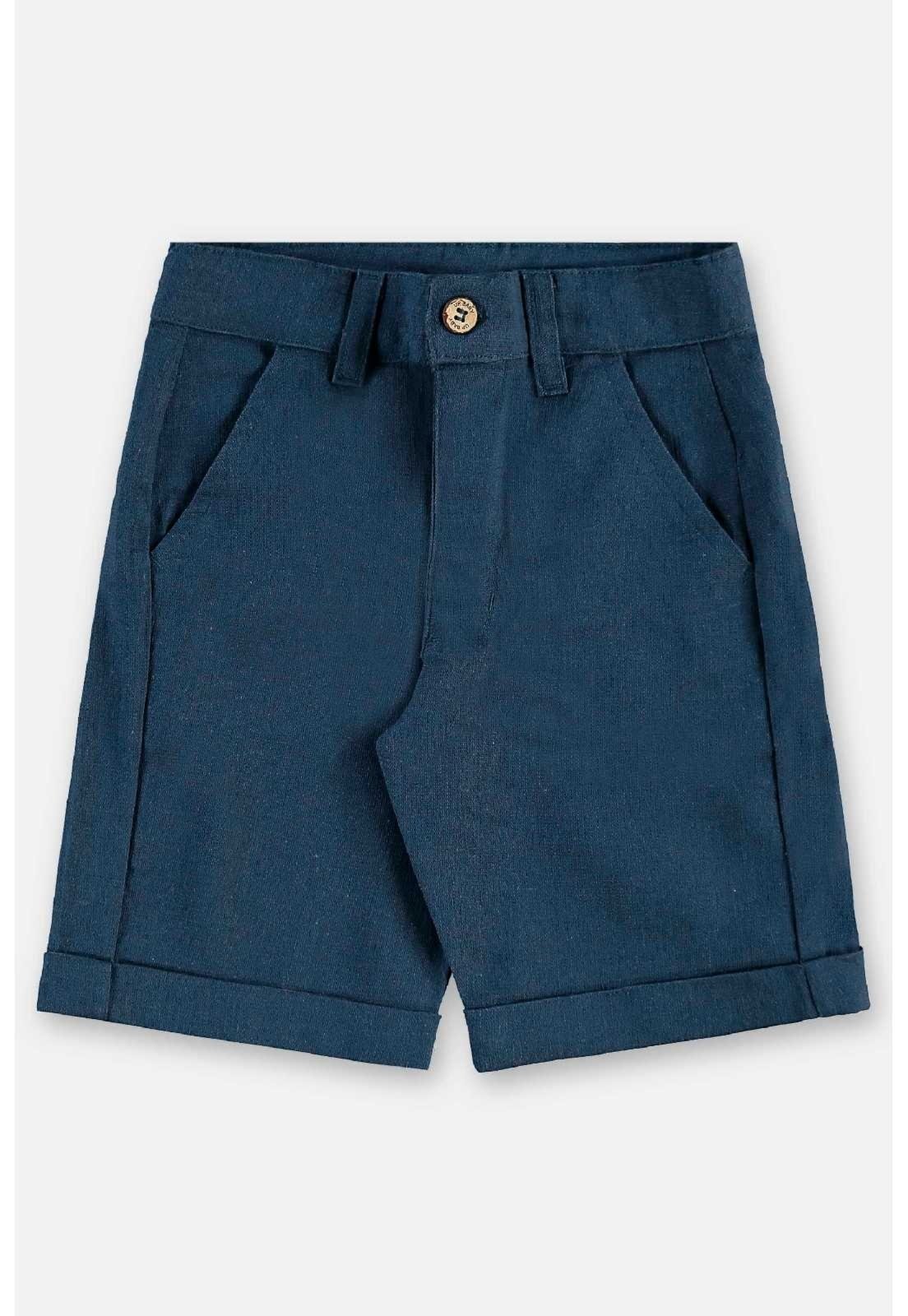 Vista 2 Infantil - Bermuda Masculina em Linho Up Baby marrom Up Baby marrom