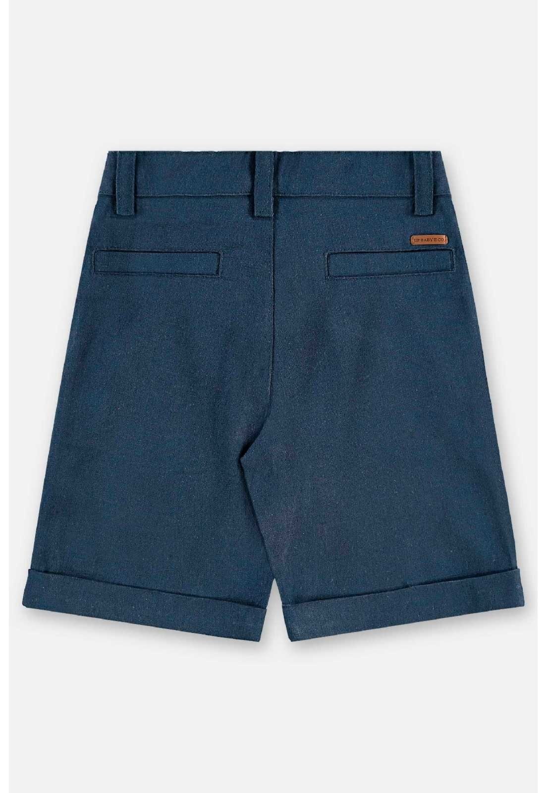Vista 3 Infantil - Bermuda Masculina em Linho Up Baby marrom Up Baby marrom