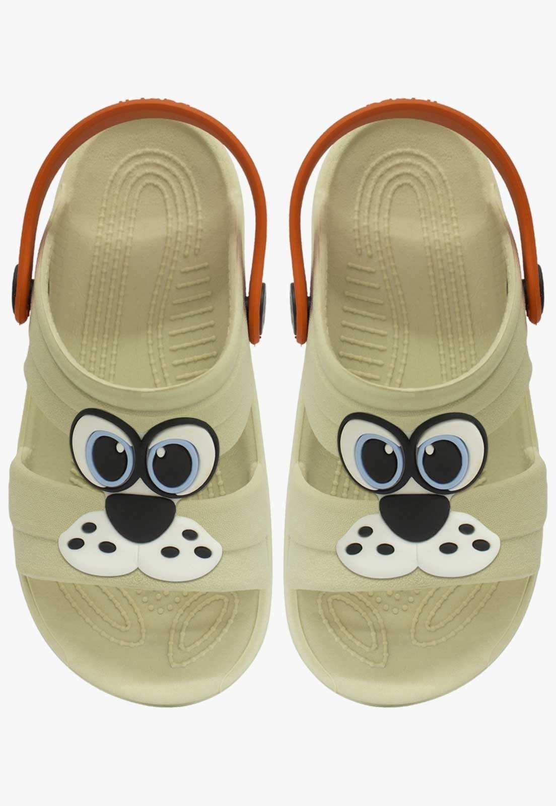 Vista 3 Infantil - Sandalia Papete Pópidi Babuche Cachorro bege bege
