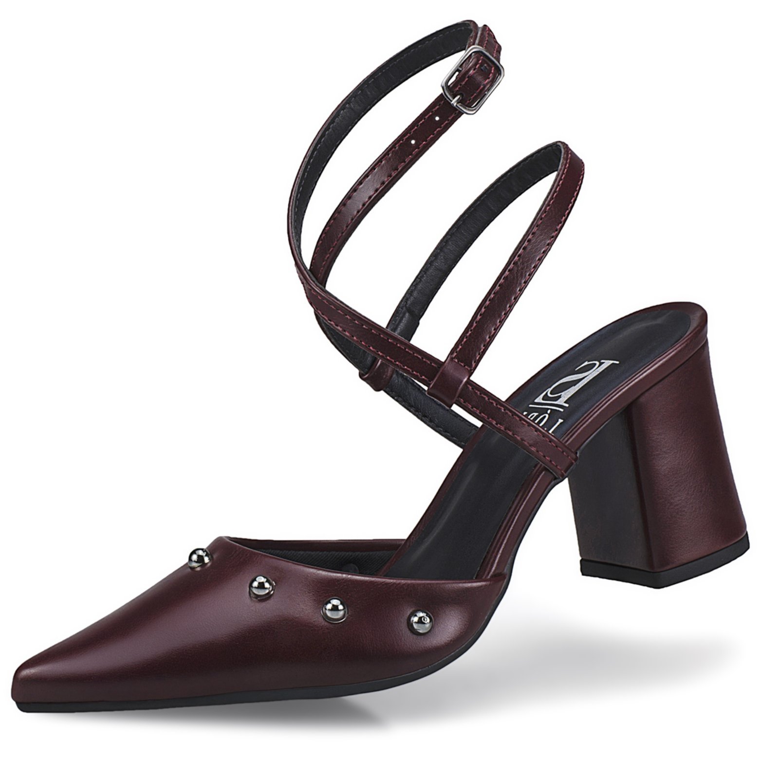 Vista 2 Sapato Social Feminino Scarpin Bico Fino Salto Bloco Confortável Cravo Fivela 3045 Marsala LÓRIS SHOES preto LÓRIS SHOES preto