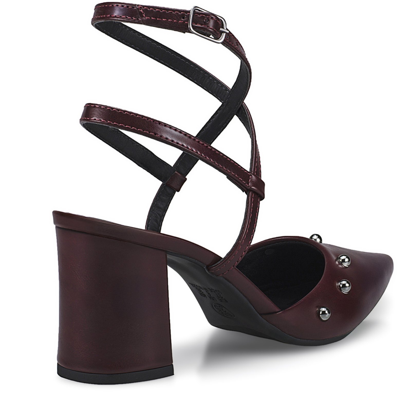 Vista 3 Sapato Social Feminino Scarpin Bico Fino Salto Bloco Confortável Cravo Fivela 3045 Marsala LÓRIS SHOES preto LÓRIS SHOES preto
