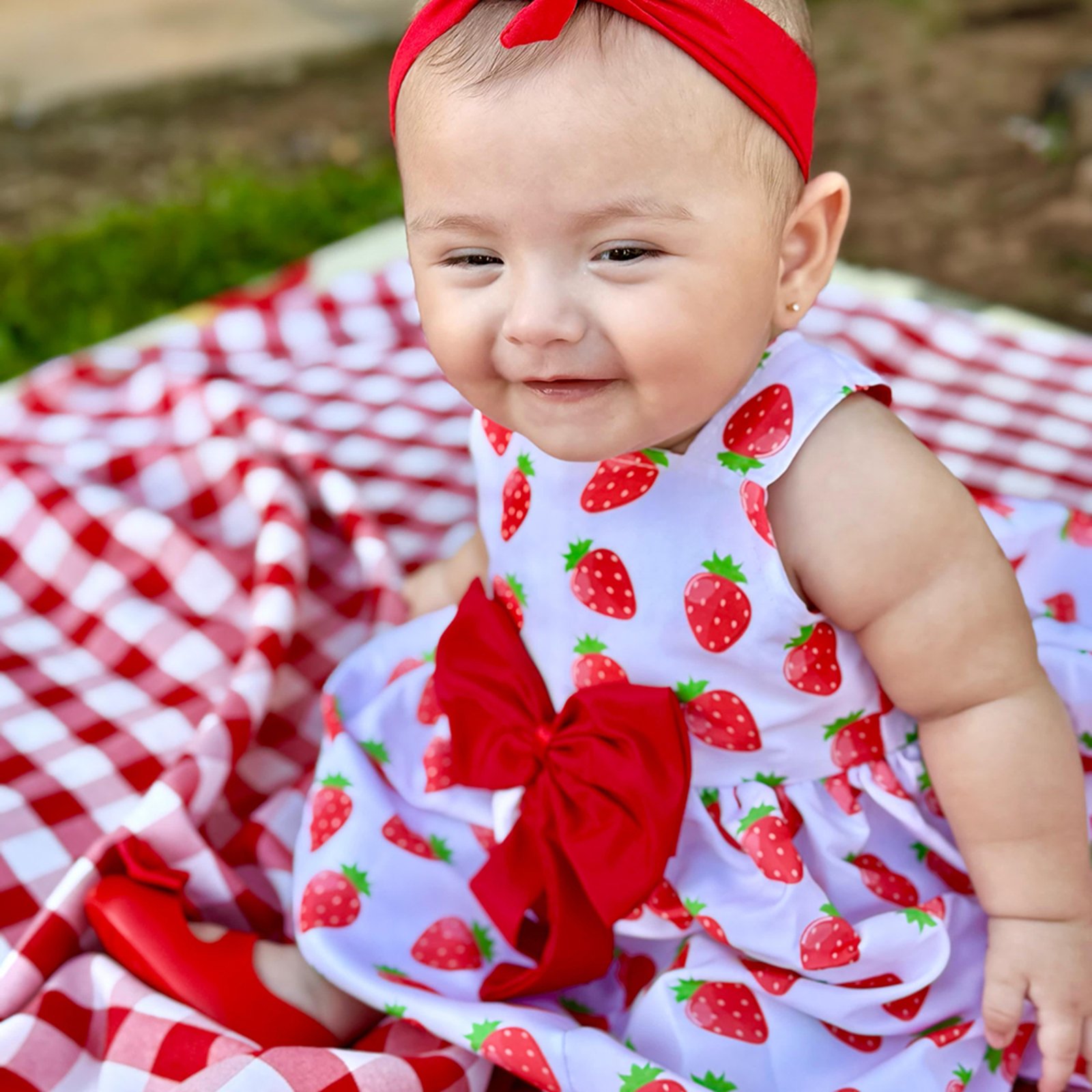 Vista 3 Infantil - Vestido Moranguinho Mega Loja do Bebê vermelho Mega Loja do Bebê vermelho