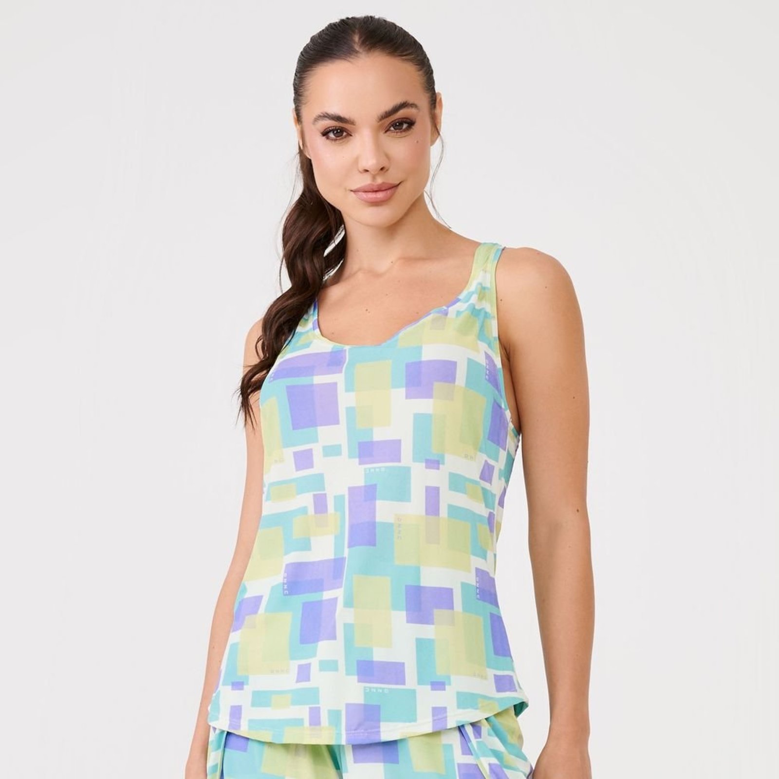 Regata Decote Costas Estampa Relax Poliamida Soft Donna Carioca