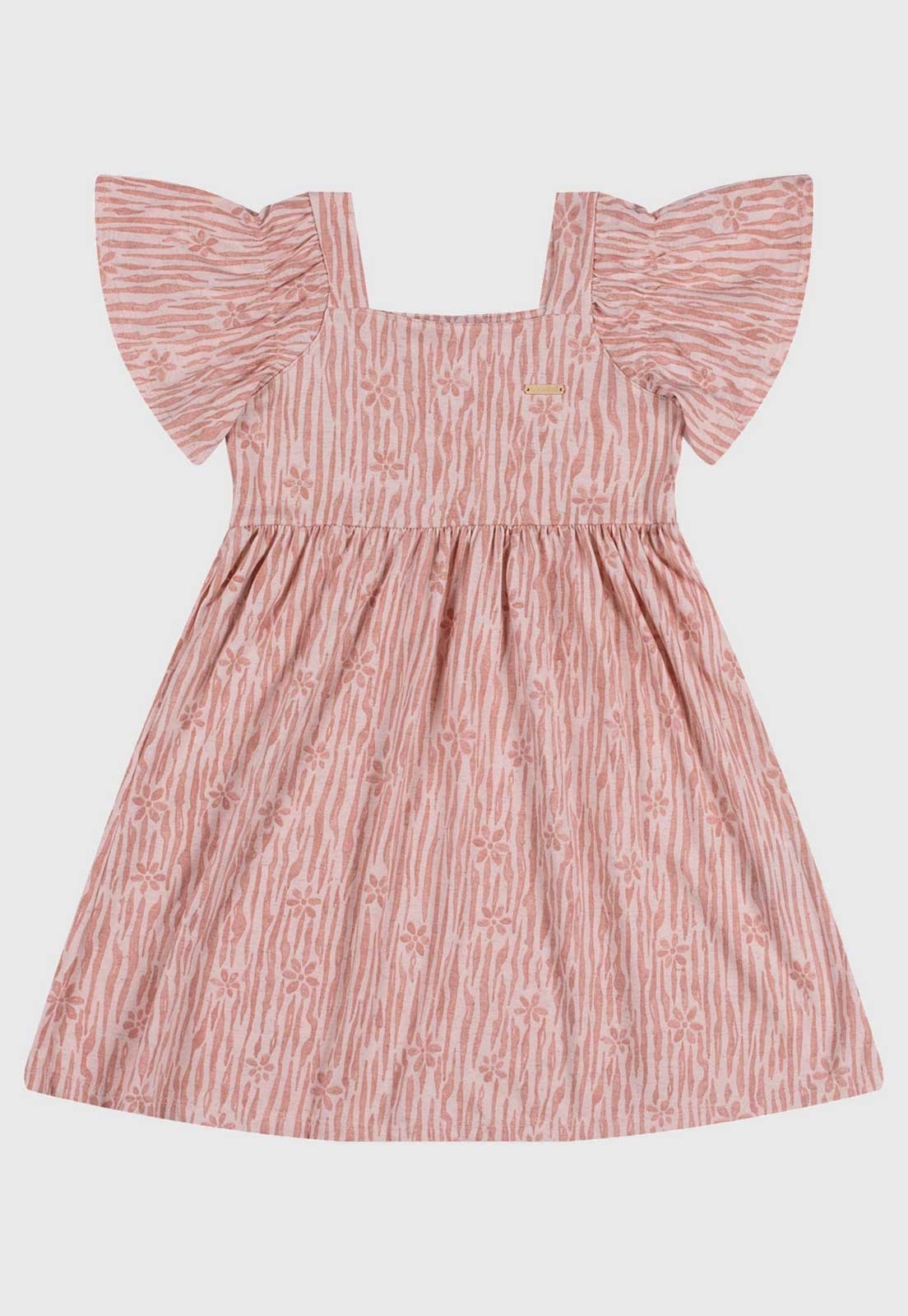 Infantil - Vestido Colorittá Floral Decote Quadrado Rosa