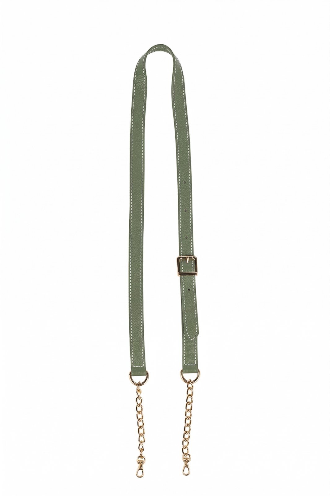 Alça de couro com corrente e regulagem de fivela - Verde