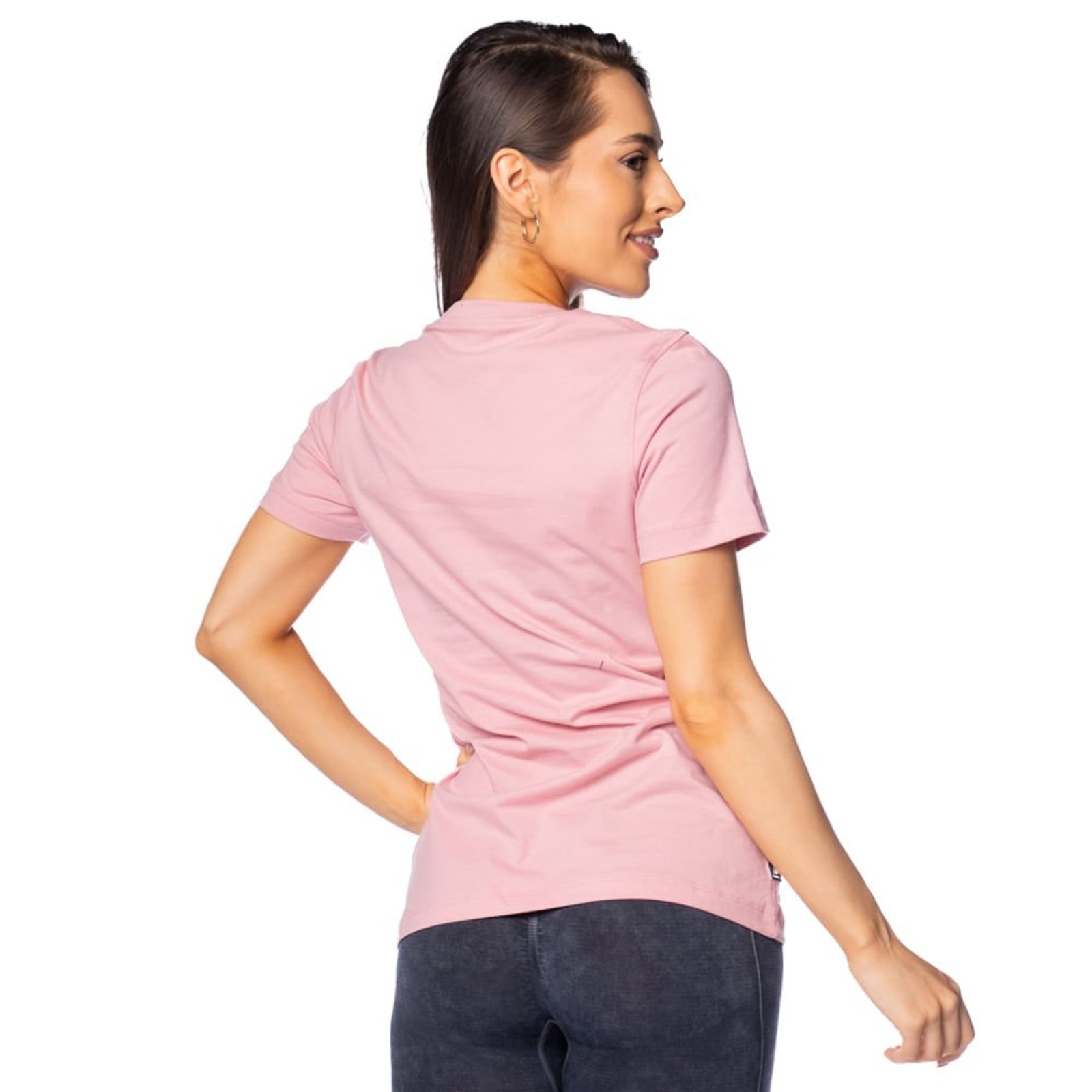 Vista 3 Camiseta Feminina New Balance Essentials Estampa Branc rosa New Balance rosa