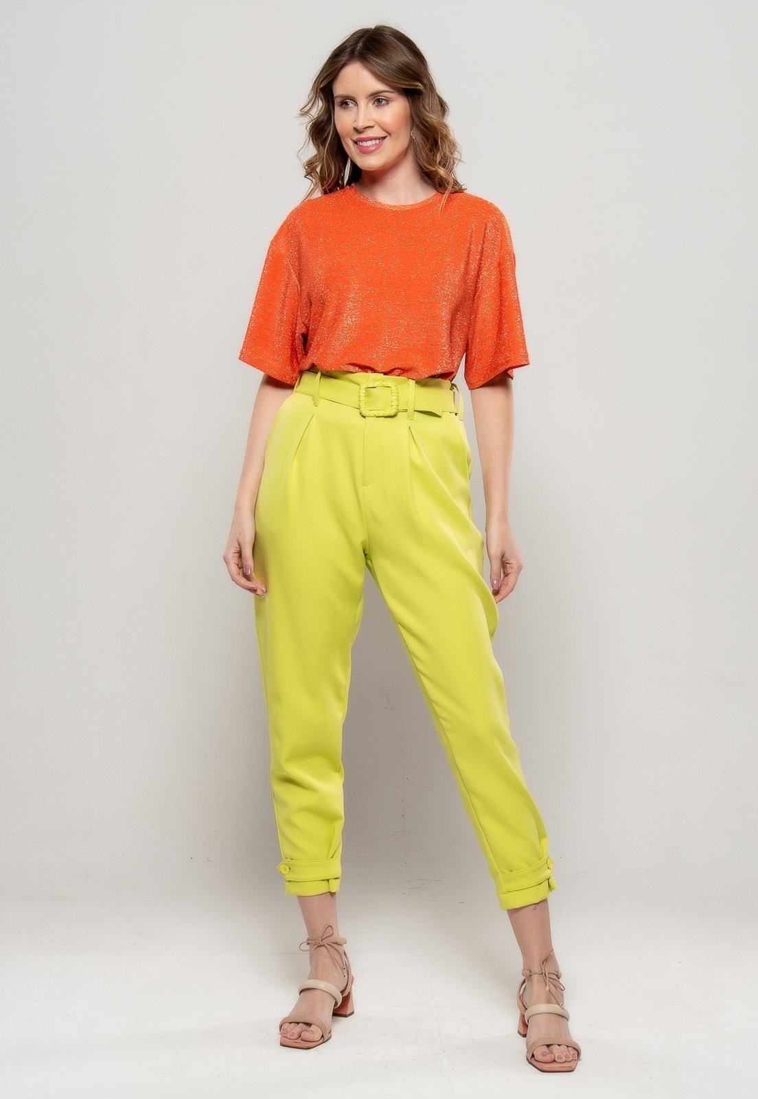 Calça Bisô Lisa com Cinto Verde - Verde