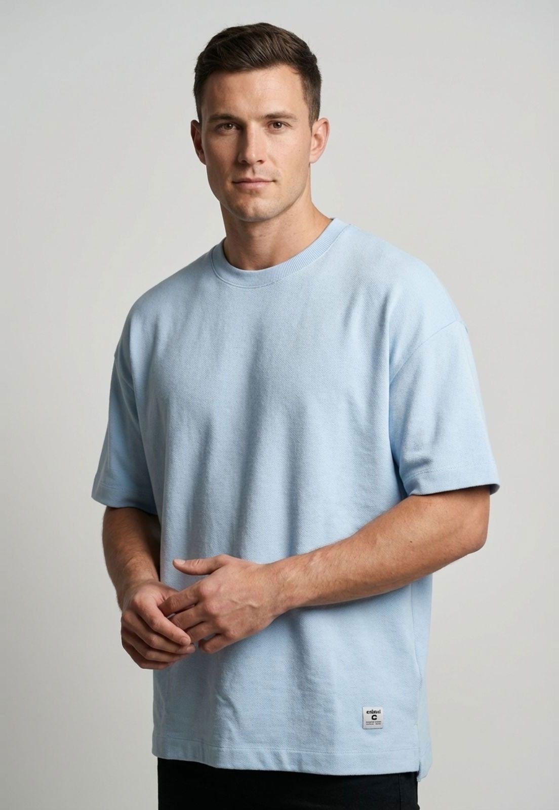Camiseta Masculina Colcci Gola Careca Azul Claro