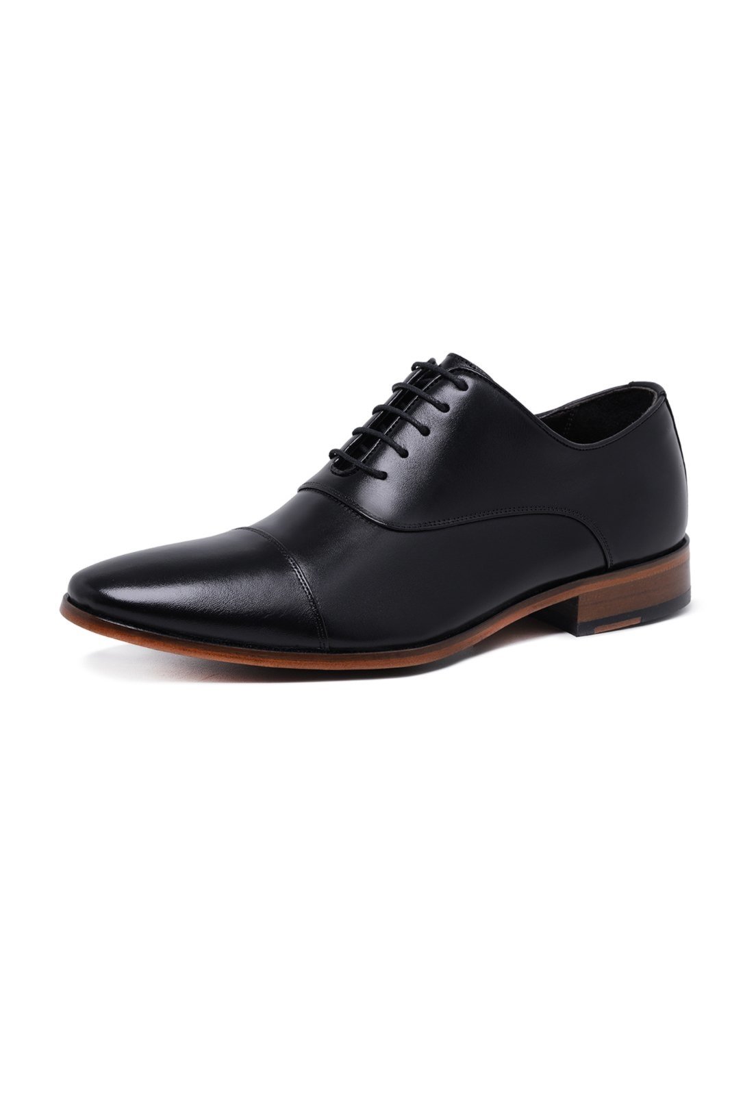 Sapato Oxford Social Malbork em Couro Preto Sola Couro 124P
