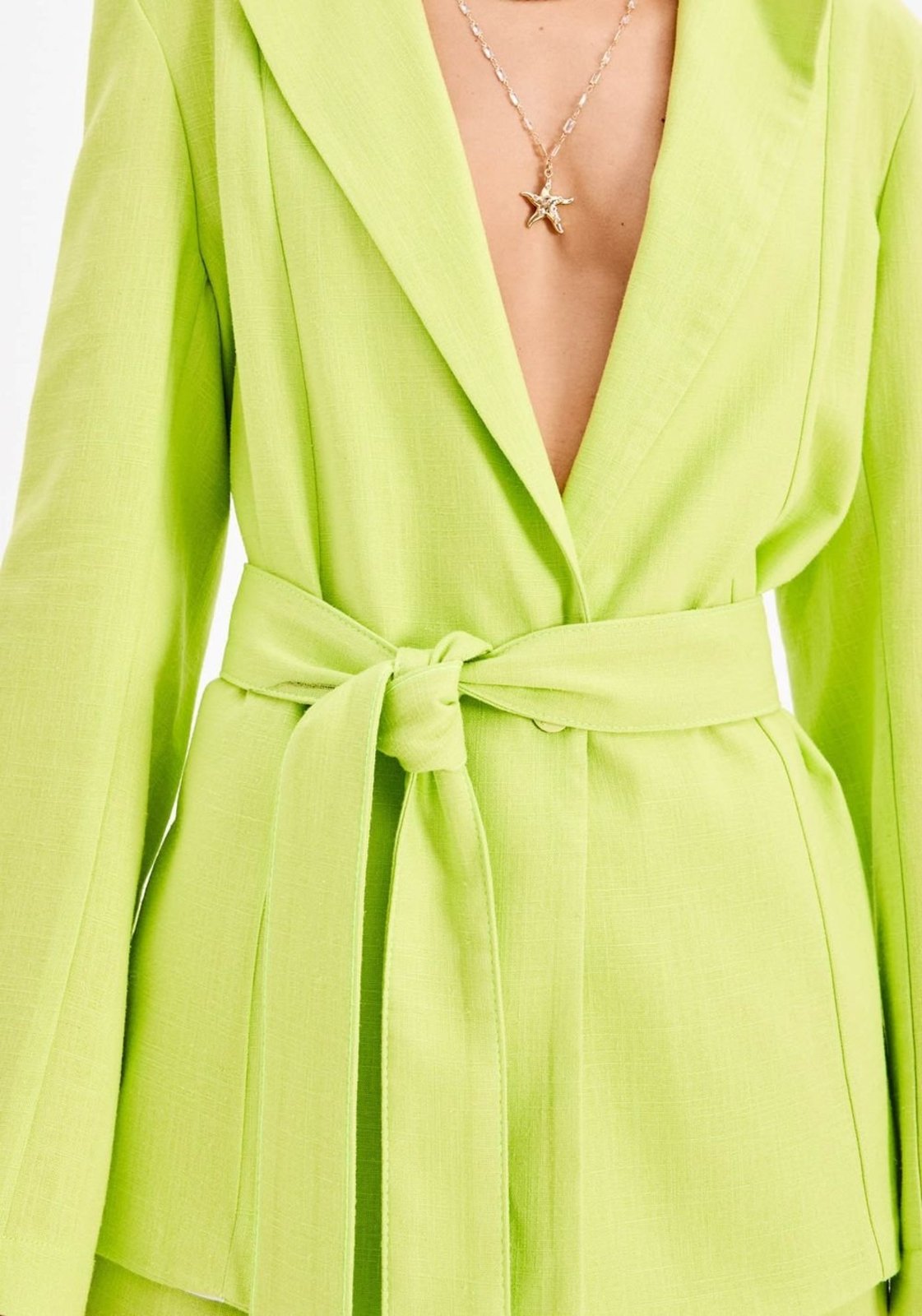 Vista 3 Blazer Oversized Linho com Faixa My Favorite Things verde My Favorite Things verde