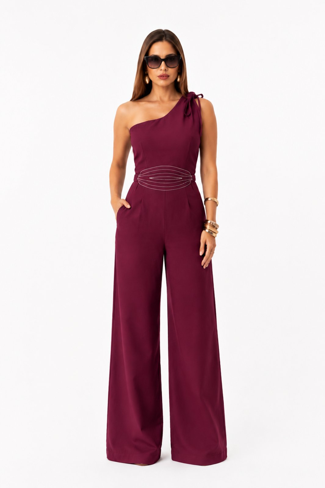 Conjunto D Bell Outlet Fashion Assimetrico Vinho
