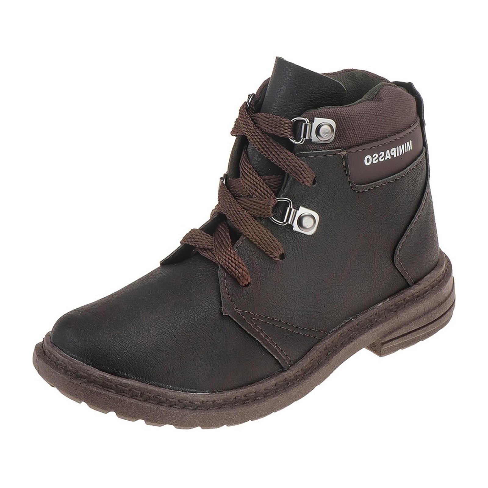 Infantil - Bota Menino Cano Médio Casual Café Botina Masculina Confortável