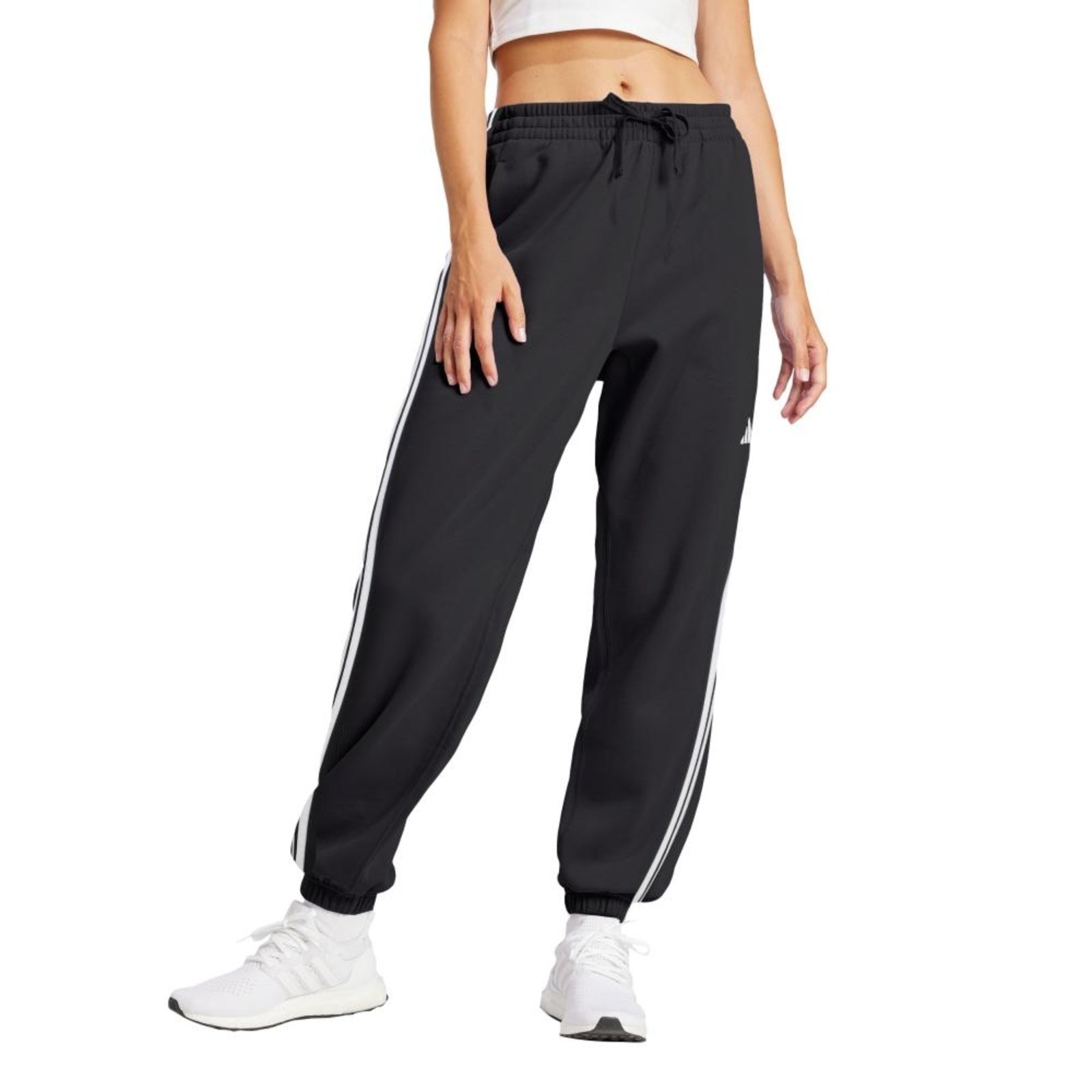 Calça Essentials French Terry Cuffed 3 listras adidas Sportswear Preto