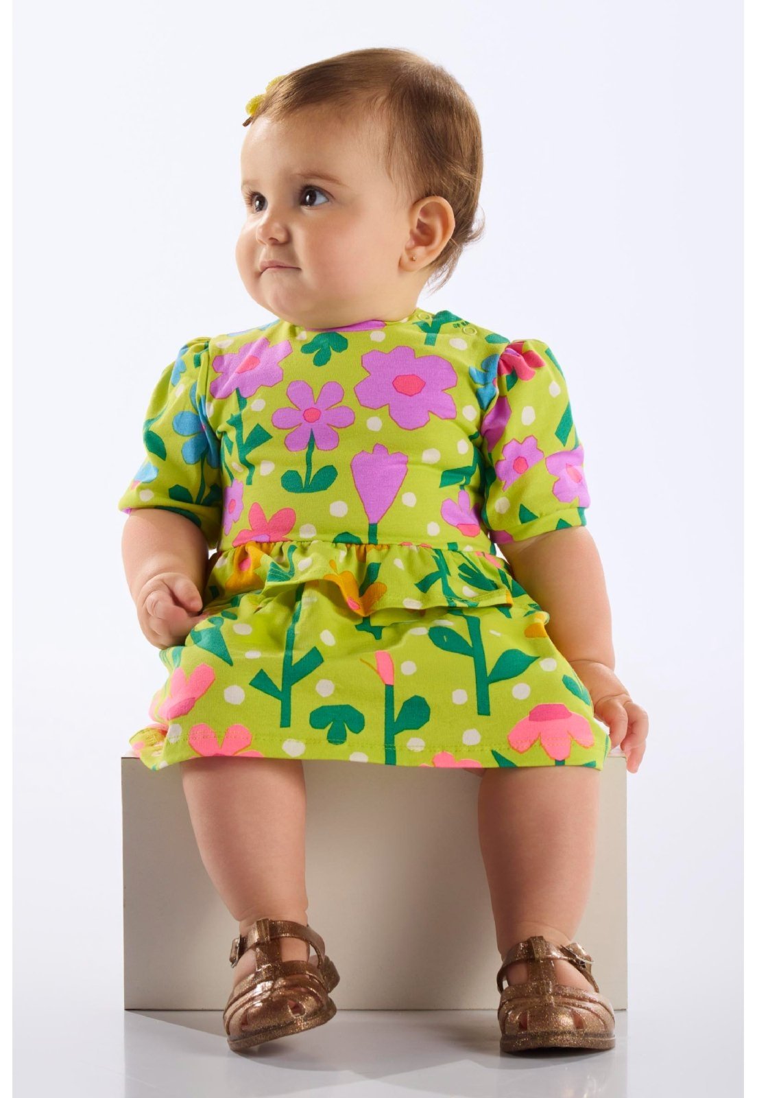 Infantil – Vestido Floral em Cotton para Up Baby Verde