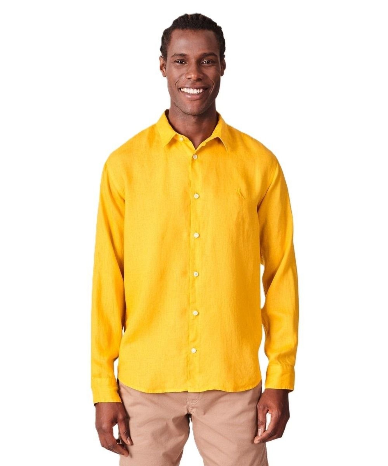 Vista 2 Camisa Manga Longa Linho Reserva ACAFRAO_AM amarelo Reserva amarelo
