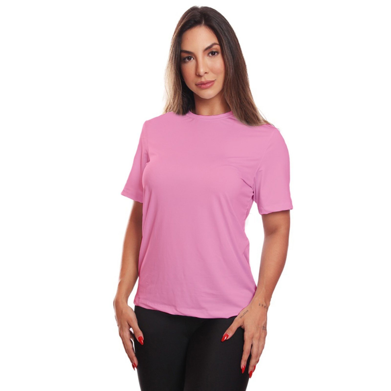 Vista 3 Kit 3 Camisetas Feminina Dry Fit Básica Lisa Proteção Solar UV Térmica Blusa Academia Esporte Camisa ADRIBEN multicolorido ADRIBEN multicolorido