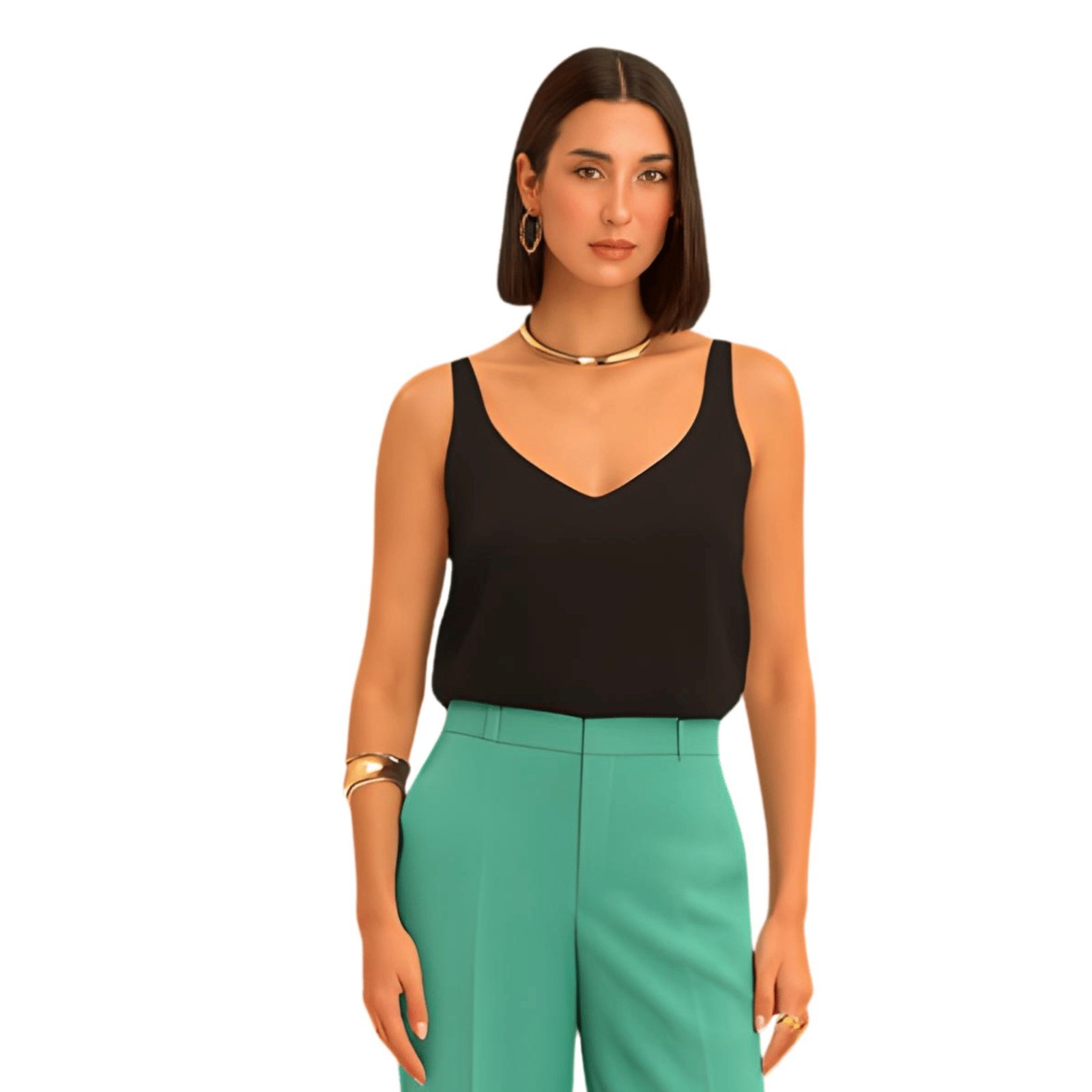 Vista 3 Blusa Regata Feminina Viscose Solta branco branco