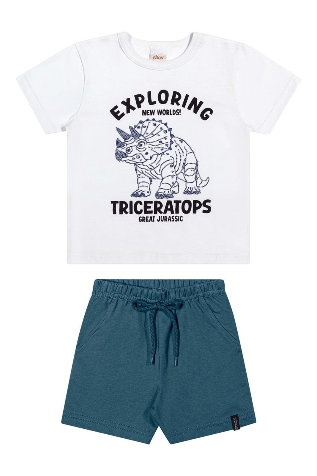 Infantil - Conjunto Menino Dinossauro Relevo Elian Branco