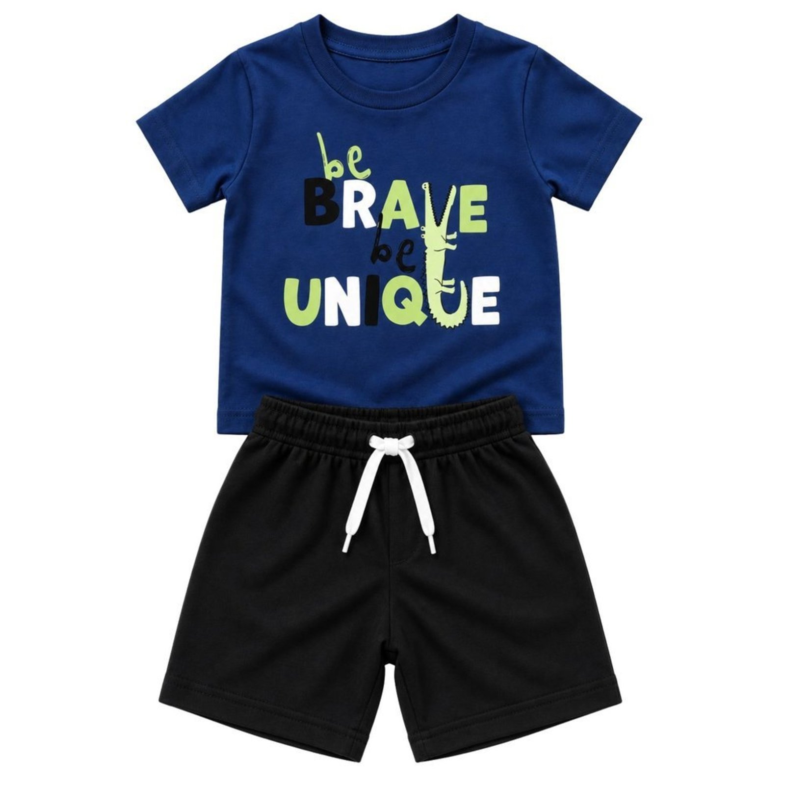 Infantil - Conjunto Menino Camiseta Meia Malha Penteada Bermuda Moletinho — foto 7