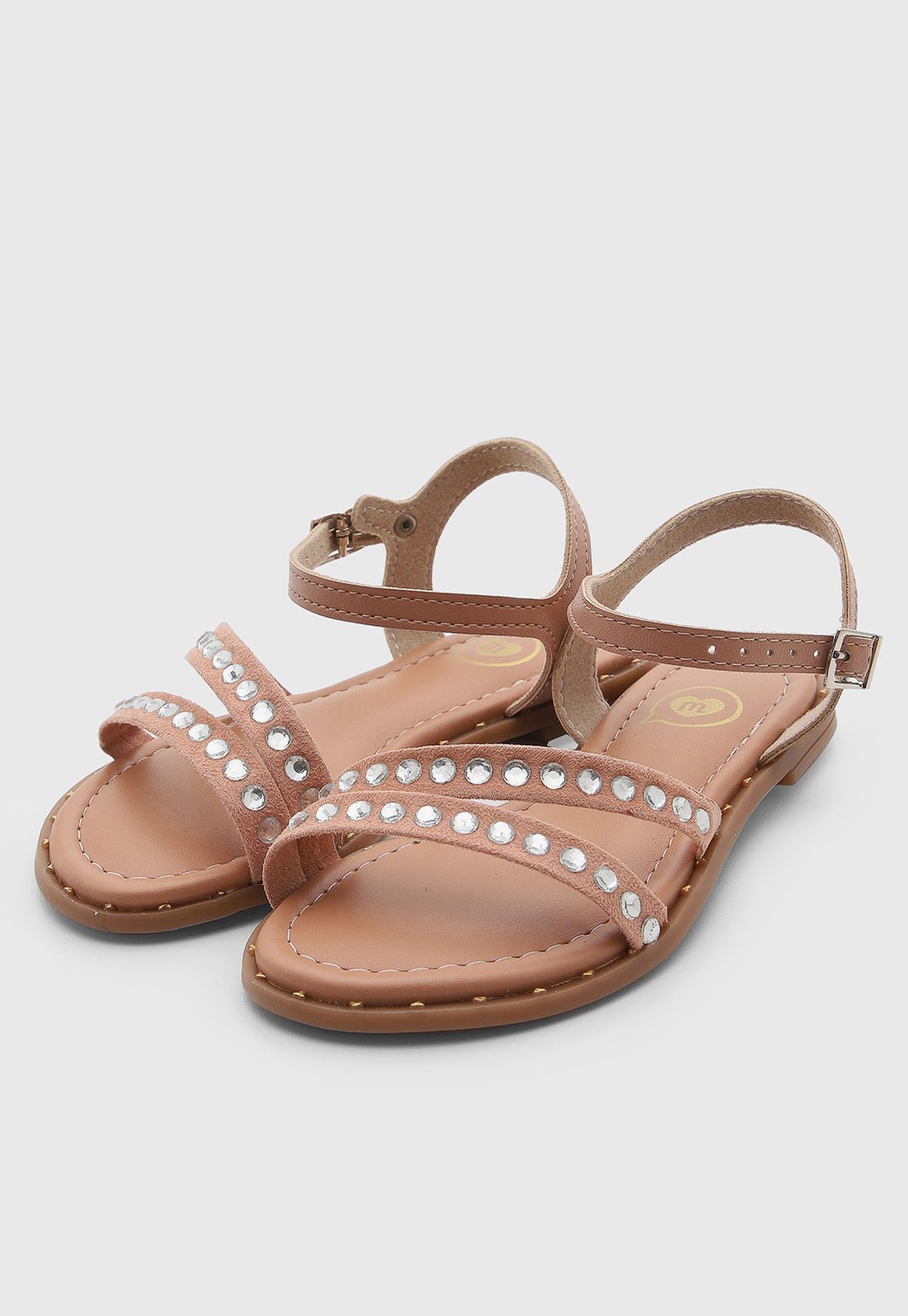 Infantil - Sandália Molekinha Tiras Strass Bege