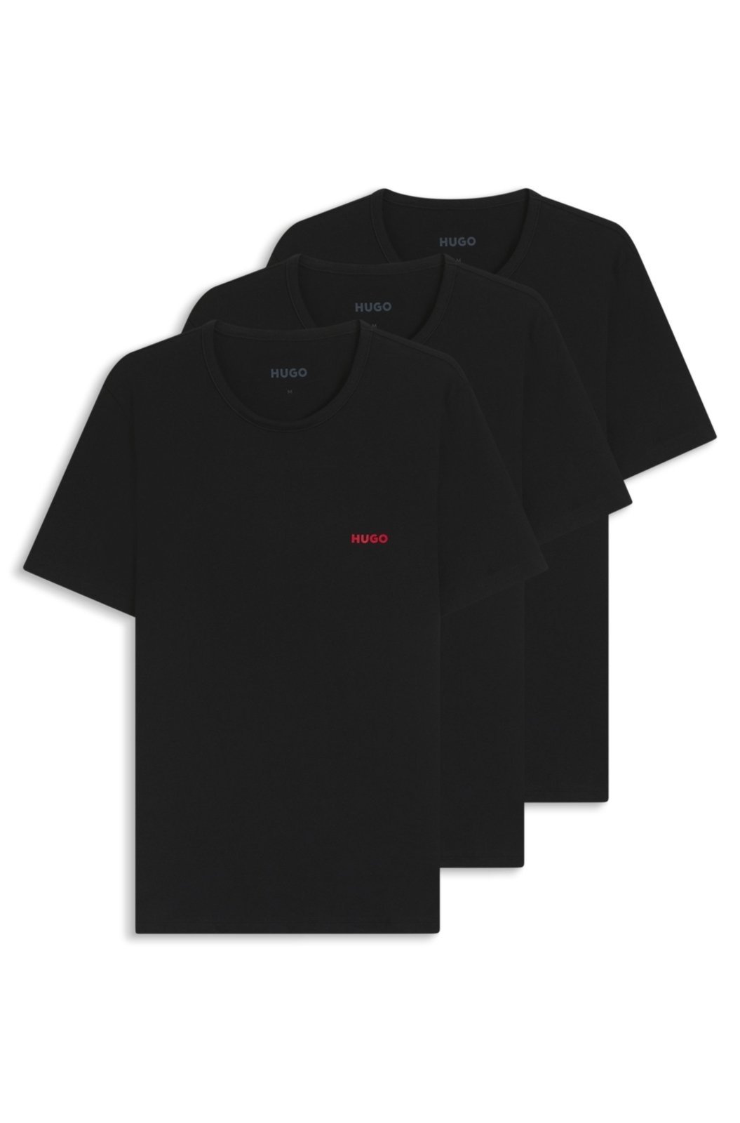 Vista 2 Pacote com três camisetas de underwear em algodão com logos HUGO preto HUGO preto