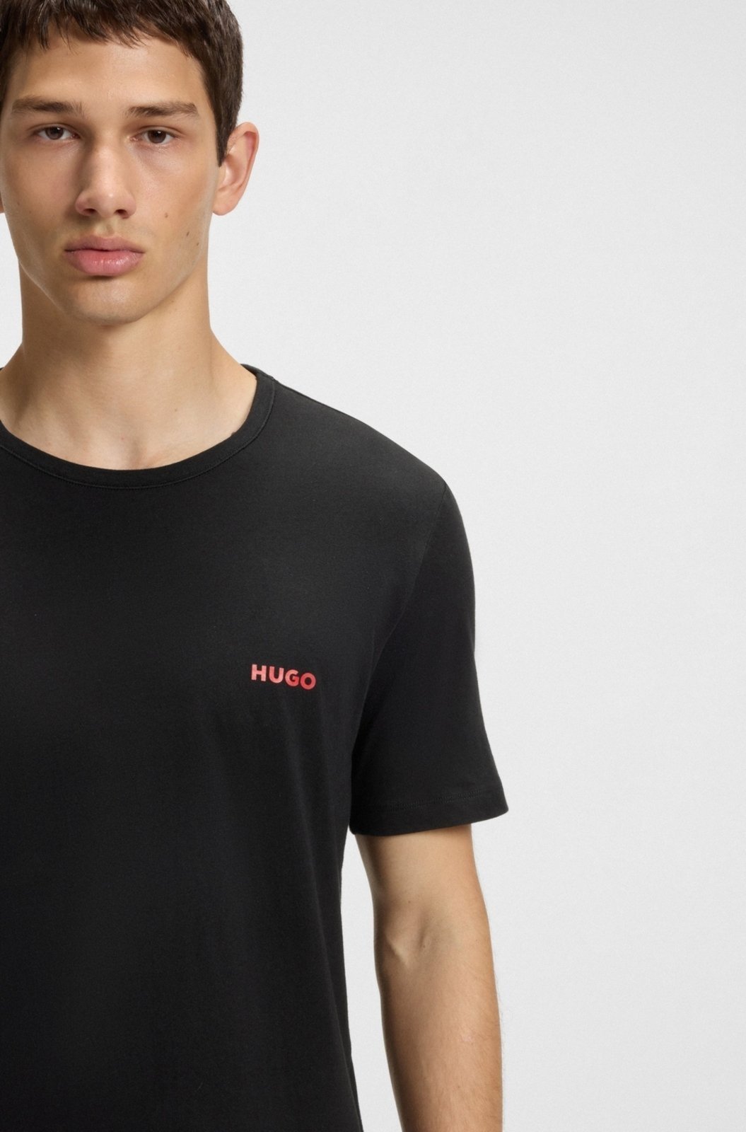 Vista 3 Pacote com três camisetas de underwear em algodão com logos HUGO preto HUGO preto