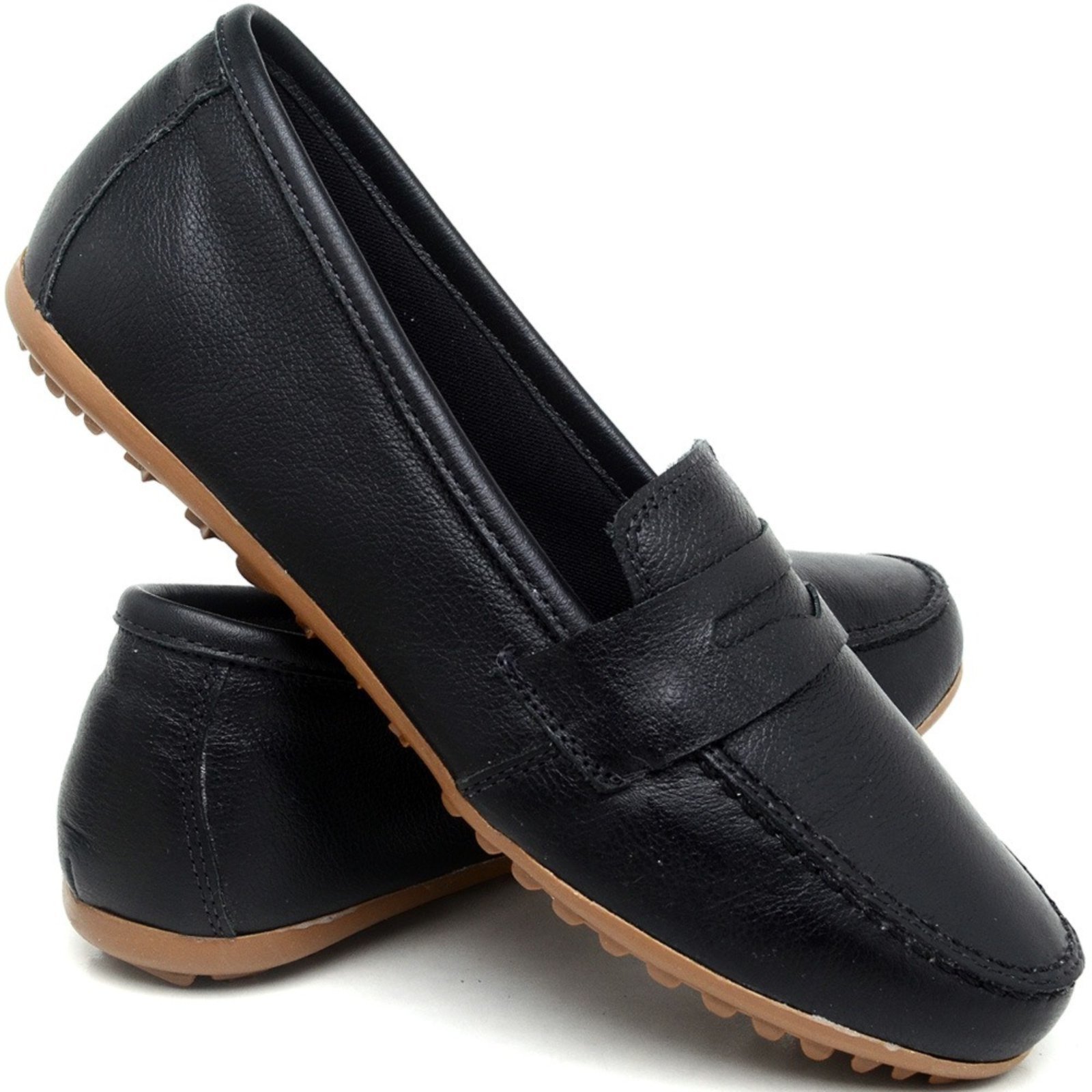 Mocassim Coleção Paola Ferrara – Couro – Todo Forrado 2025 – Cod200 – Preto