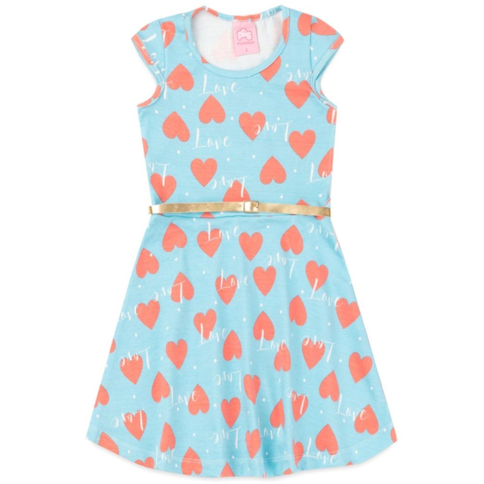 Infantil – Vestido Corações – Azul Claro – Babei